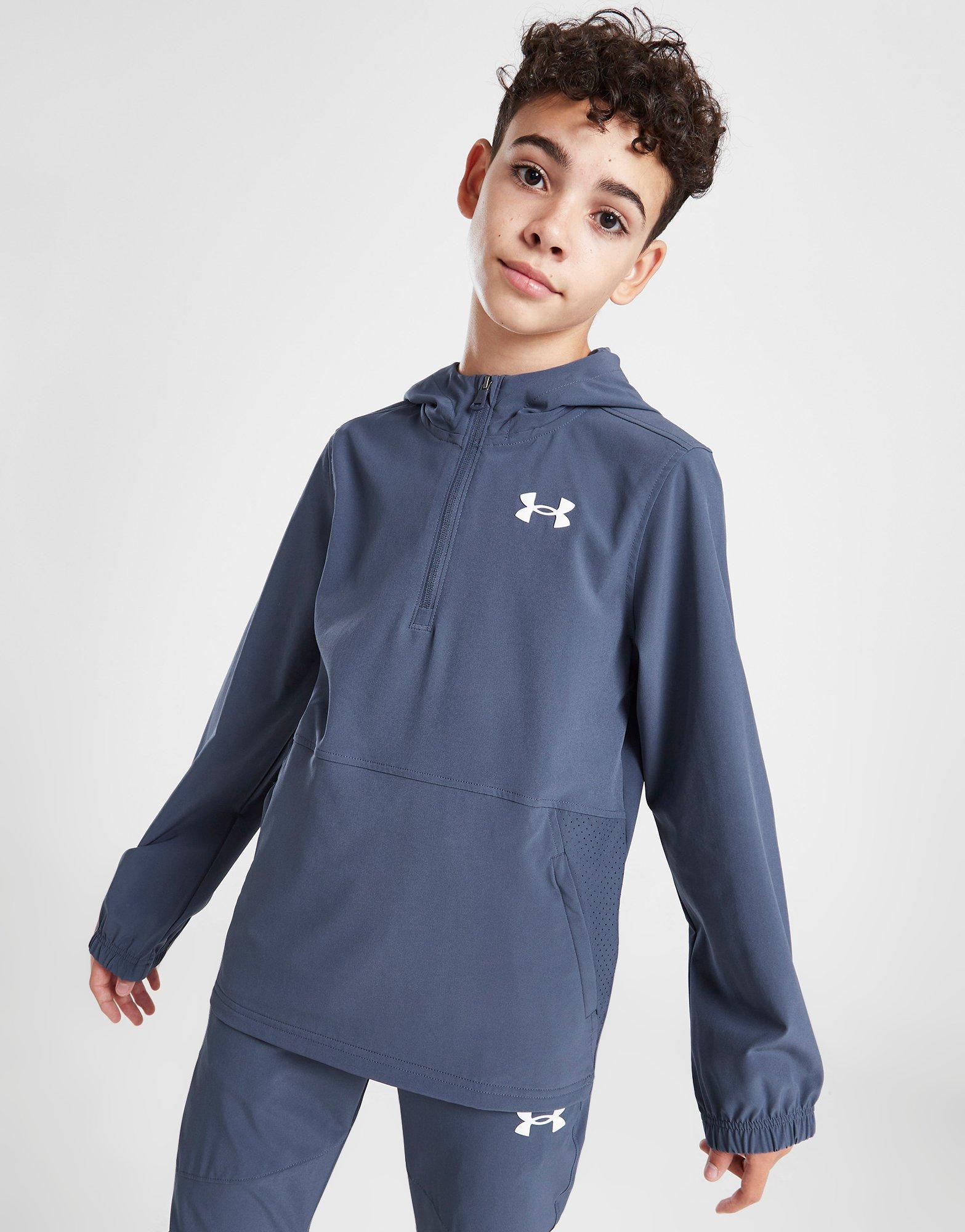 Grey Under Armour Woven 1/2 Zip Hoodie Junior - JD Sports Global