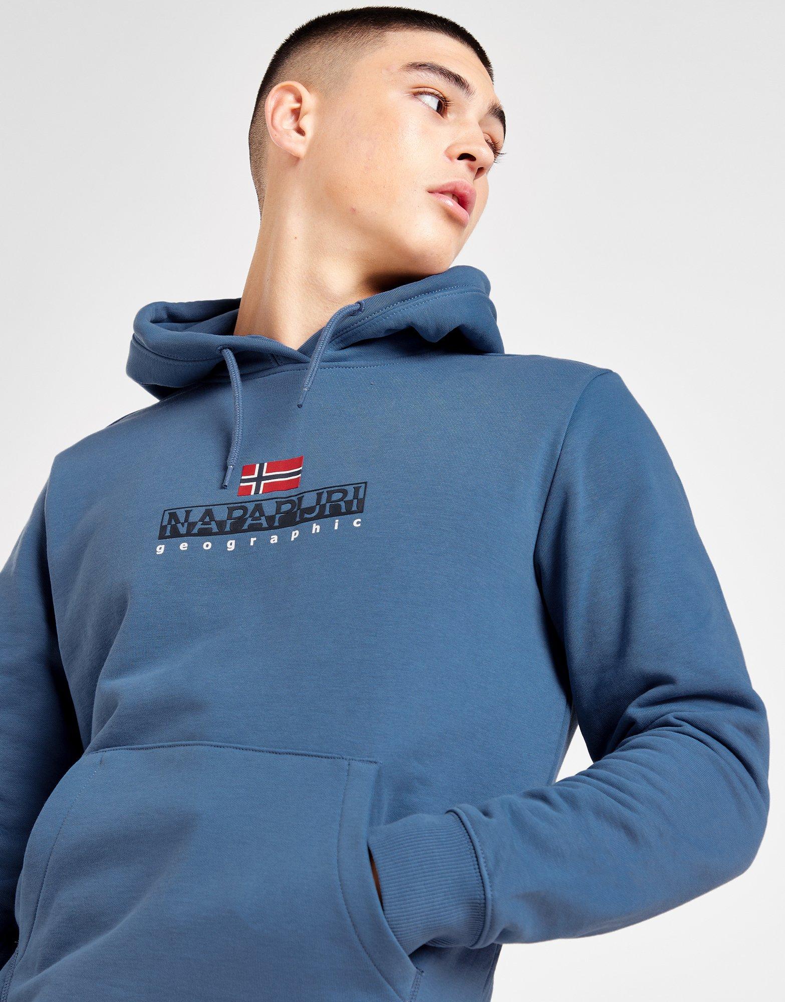 Blue Napapijri Bory Stack Logo Overhead Hoodie - JD Sports Global