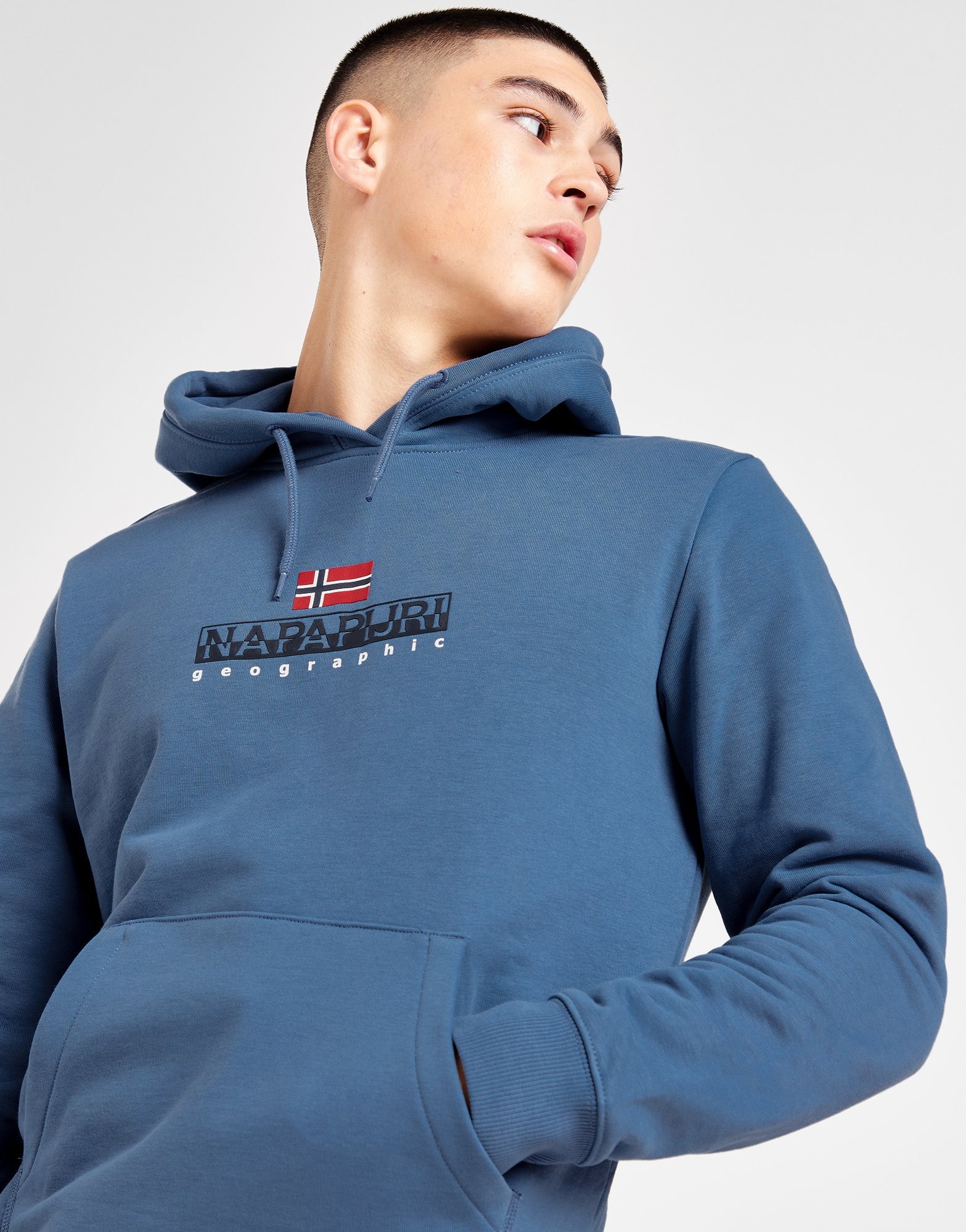 Blue Napapijri Bory Stack Logo Overhead Hoodie JD Sports