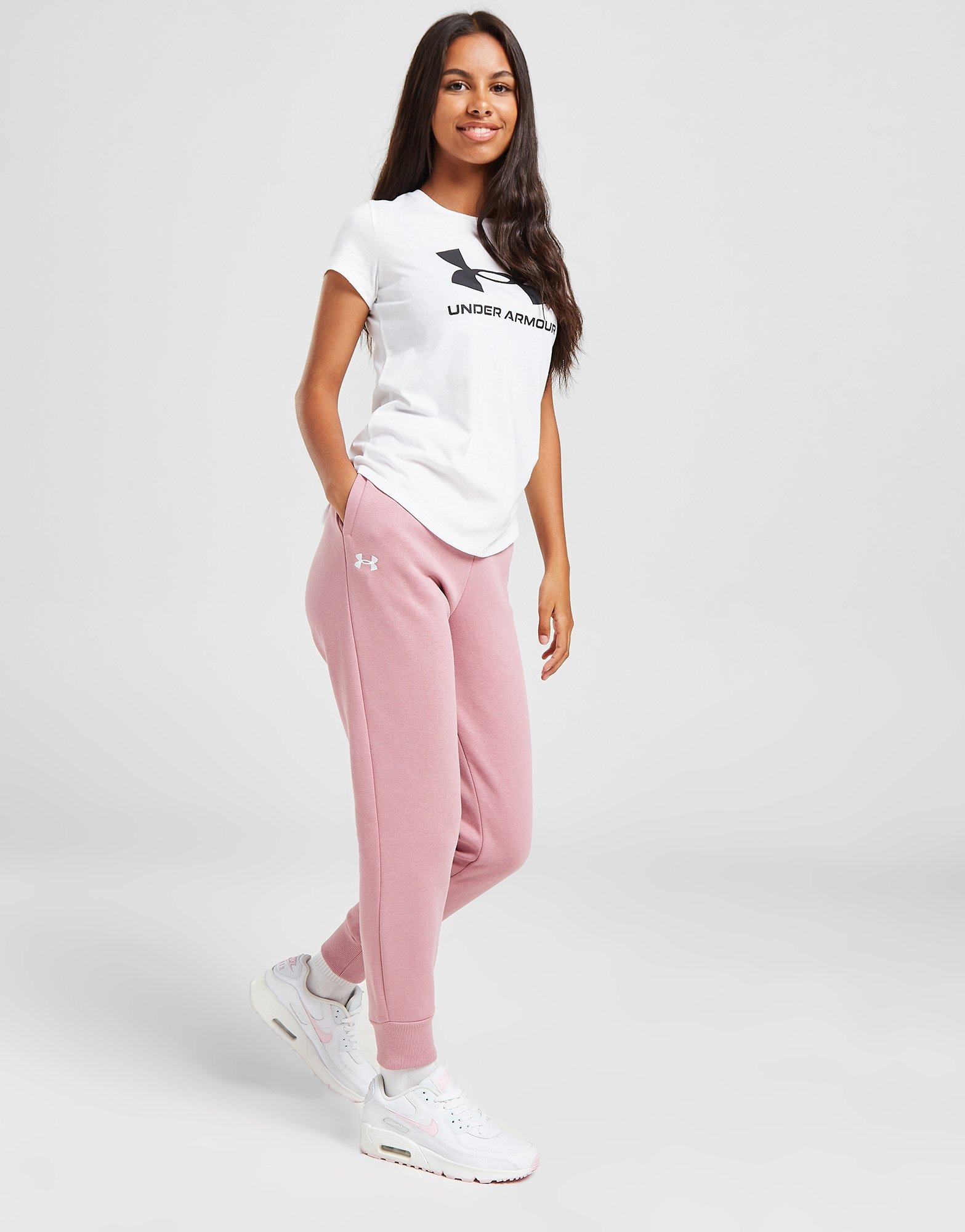 Pink Under Armour Girls' Rival Fleece Joggers Junior - JD Sports NZ