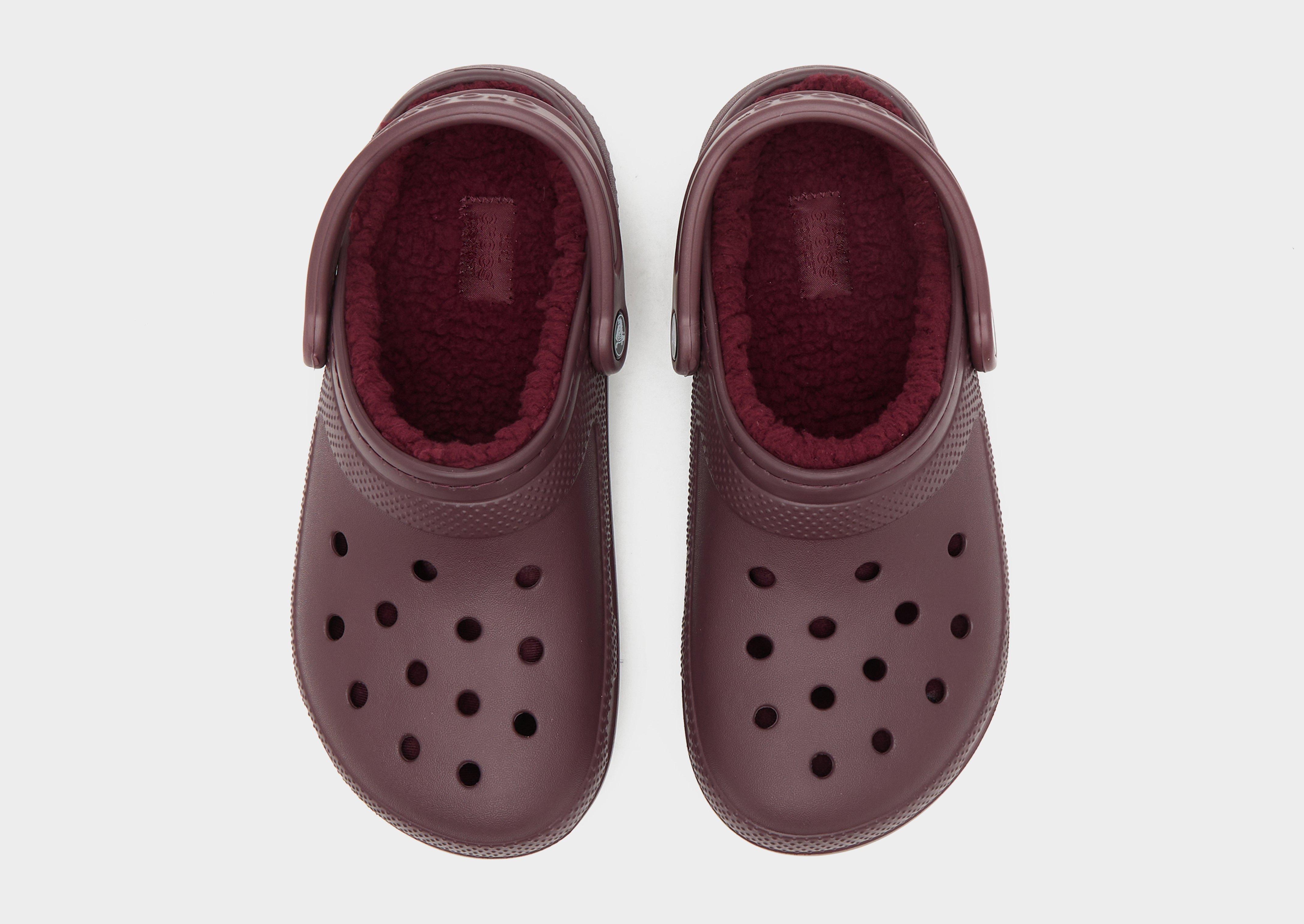 Burgundy discount lined crocs