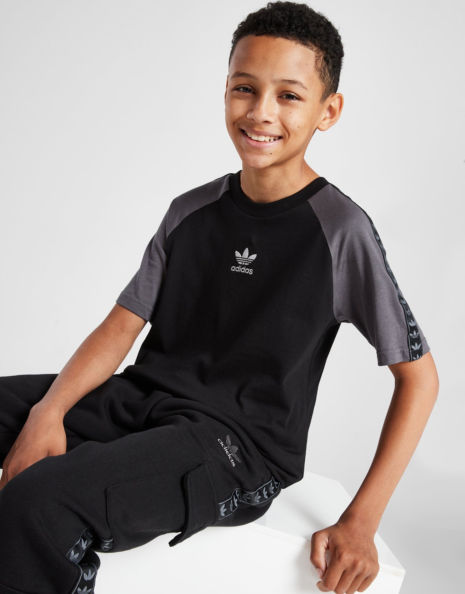 Black adidas Originals Tape Colour Block T-Shirt Junior | JD Sports UK