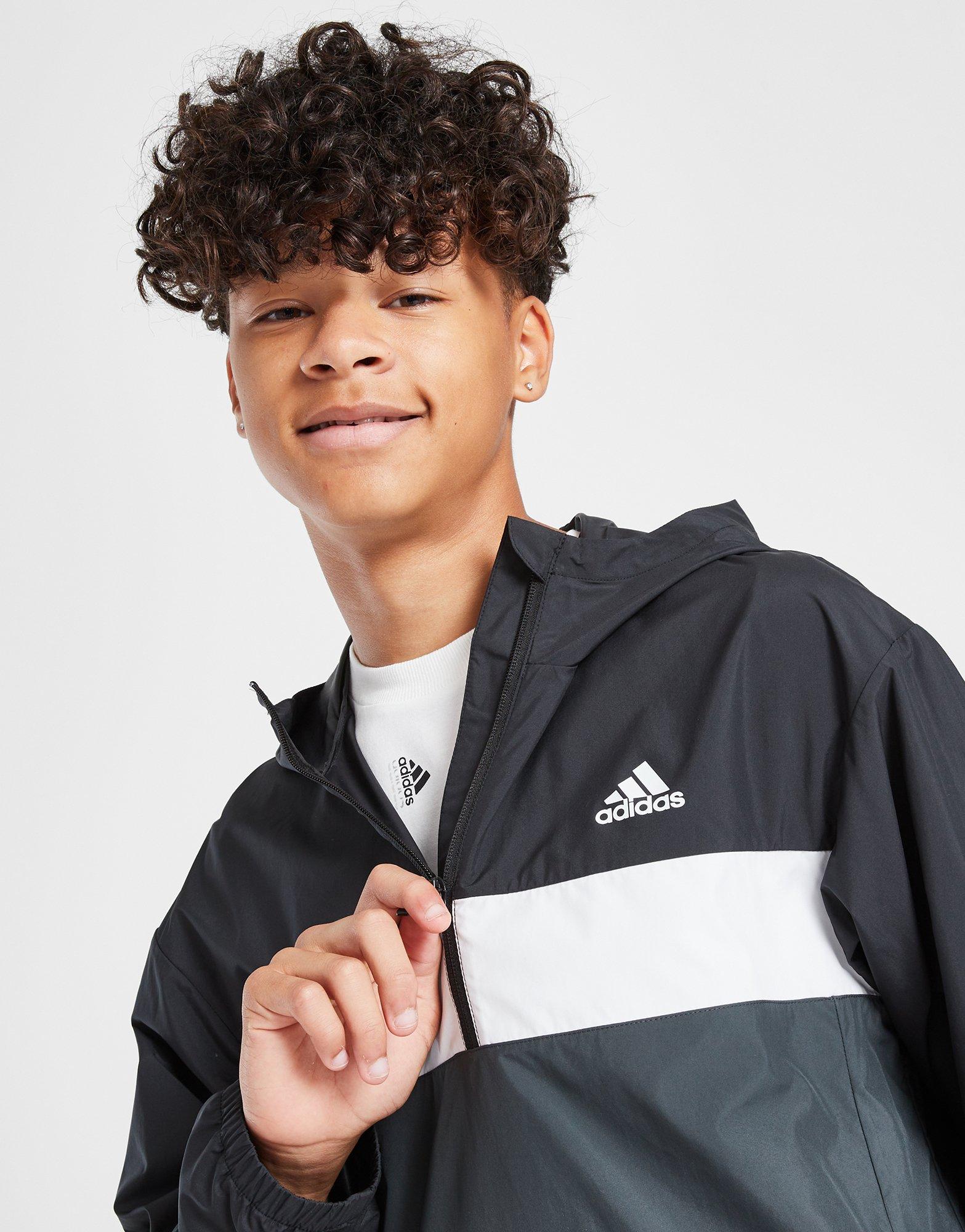adidas Lightweight Colour Block Hooded Jacke Junior