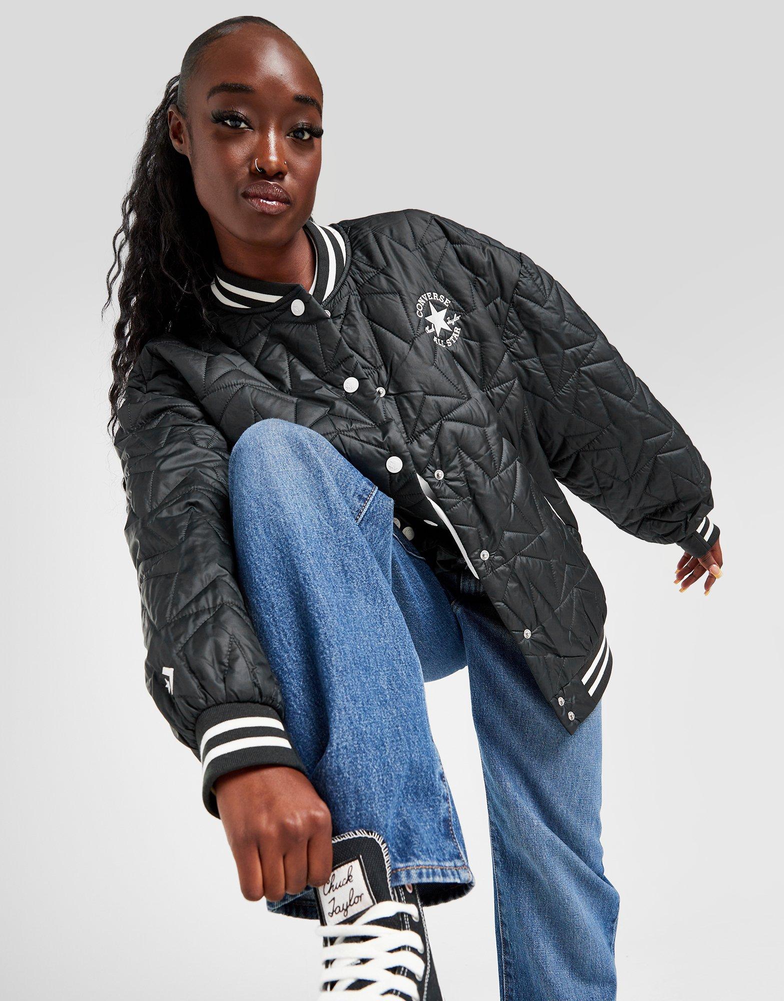 Black Converse Padded Baseball Jacket | JD Sports UK