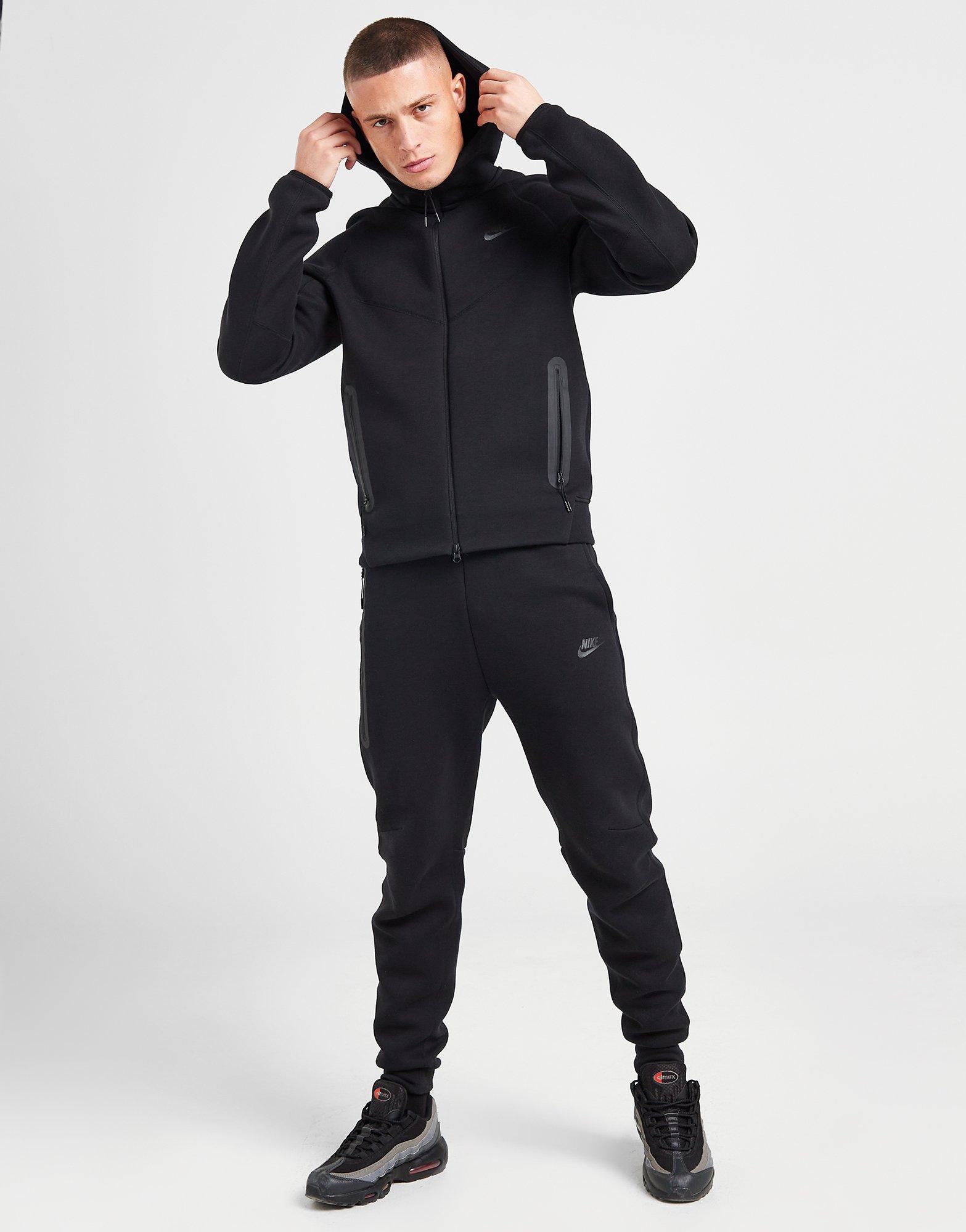 Nike tech fleece black full tracksuit hot sale