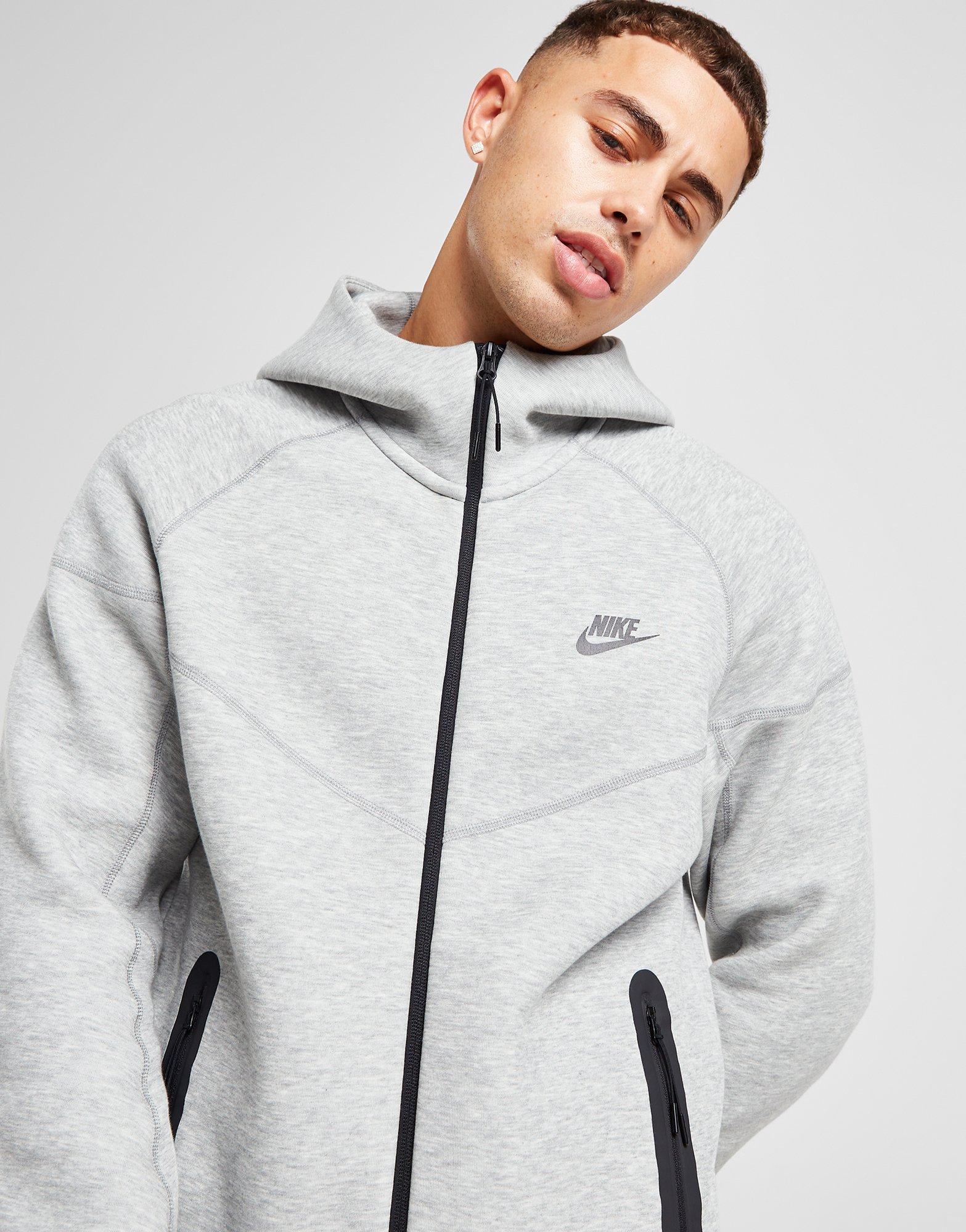 Grey Nike Tech Fleece Full Zip Hoodie - JD Sports Global