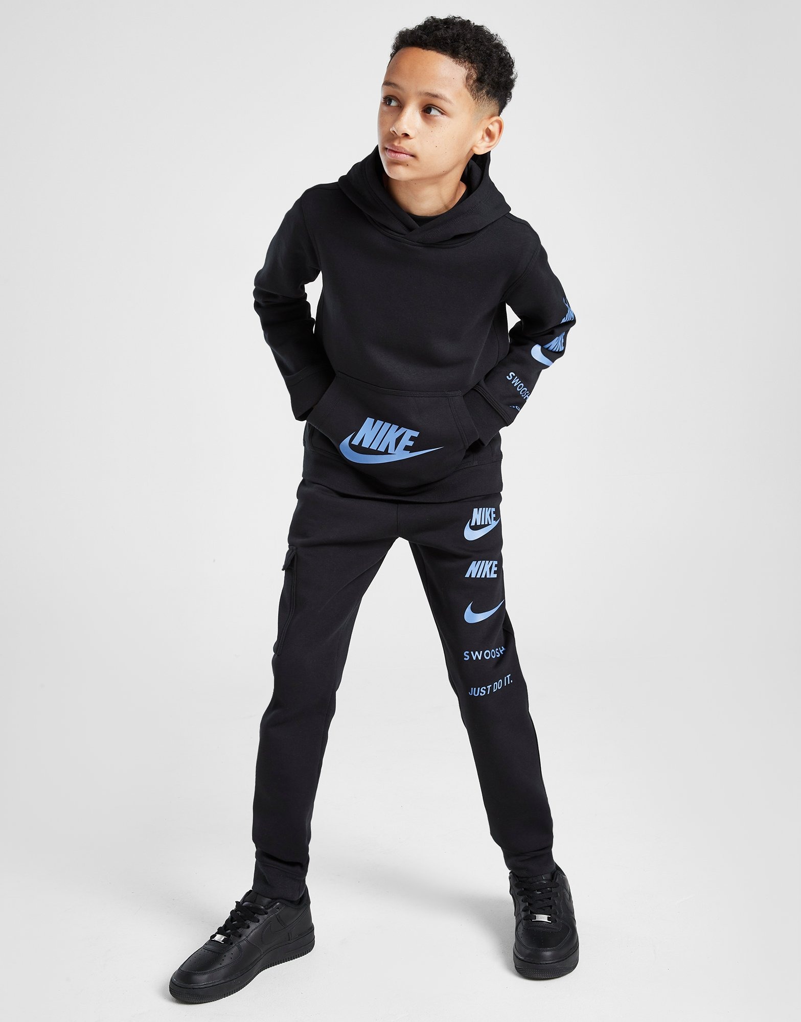 Black Nike Multi Logo Overhead Hoodie Junior | JD Sports
