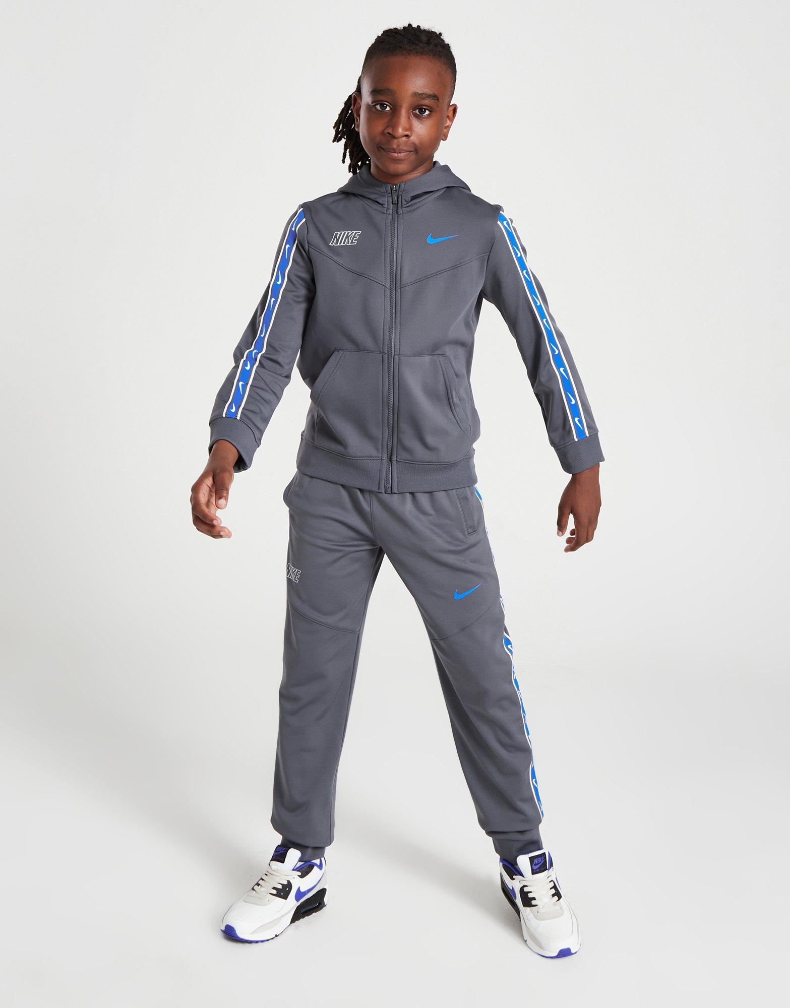 Nike repeat tape poly cheap full zip tracksuit children