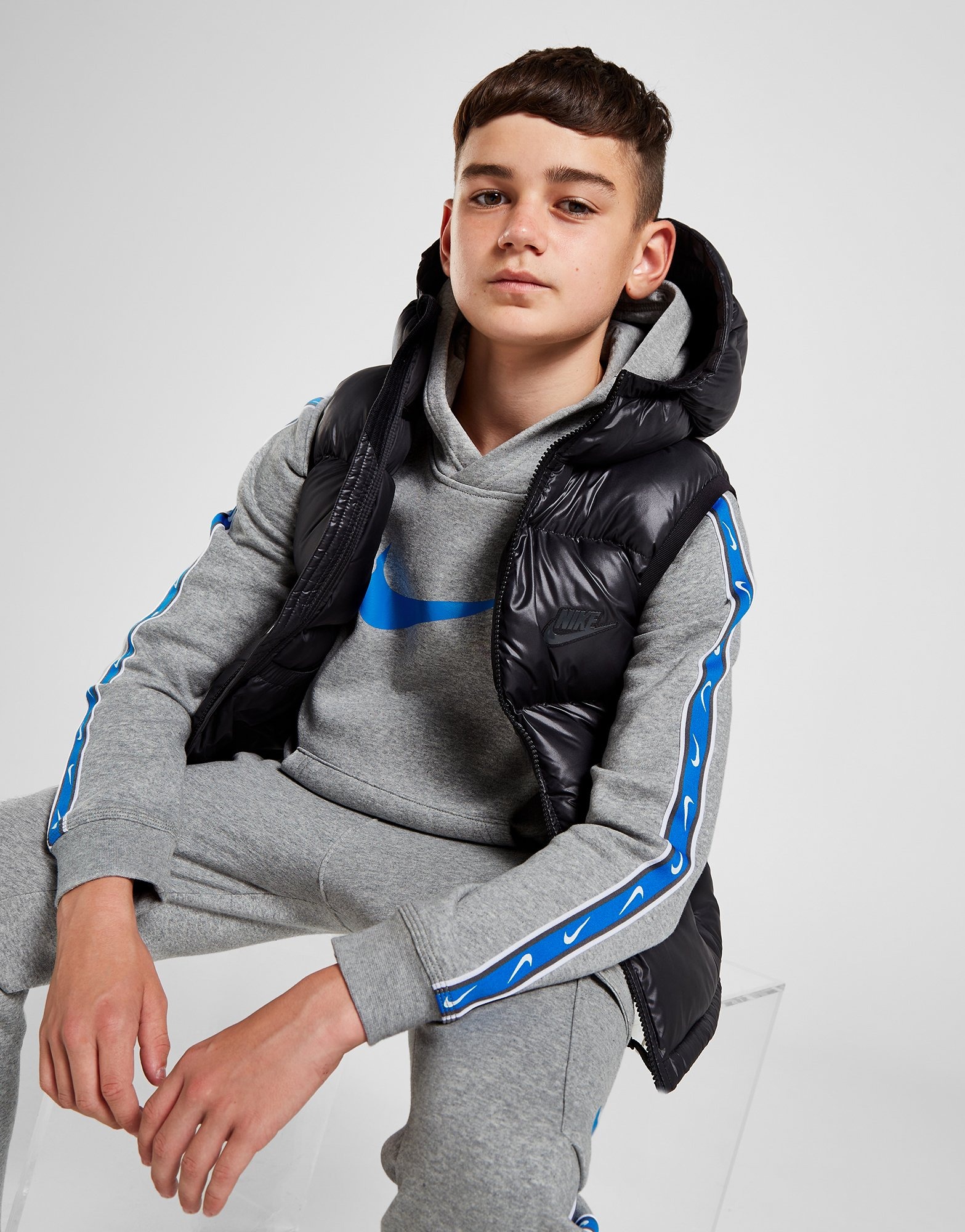 Black Black Anthracite Nike Synthetic Hooded Gilet Junior JD Sports