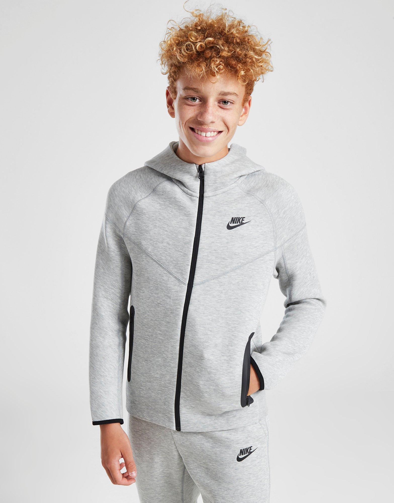 Grey Nike Tech Fleece Full Zip Hoodie Children