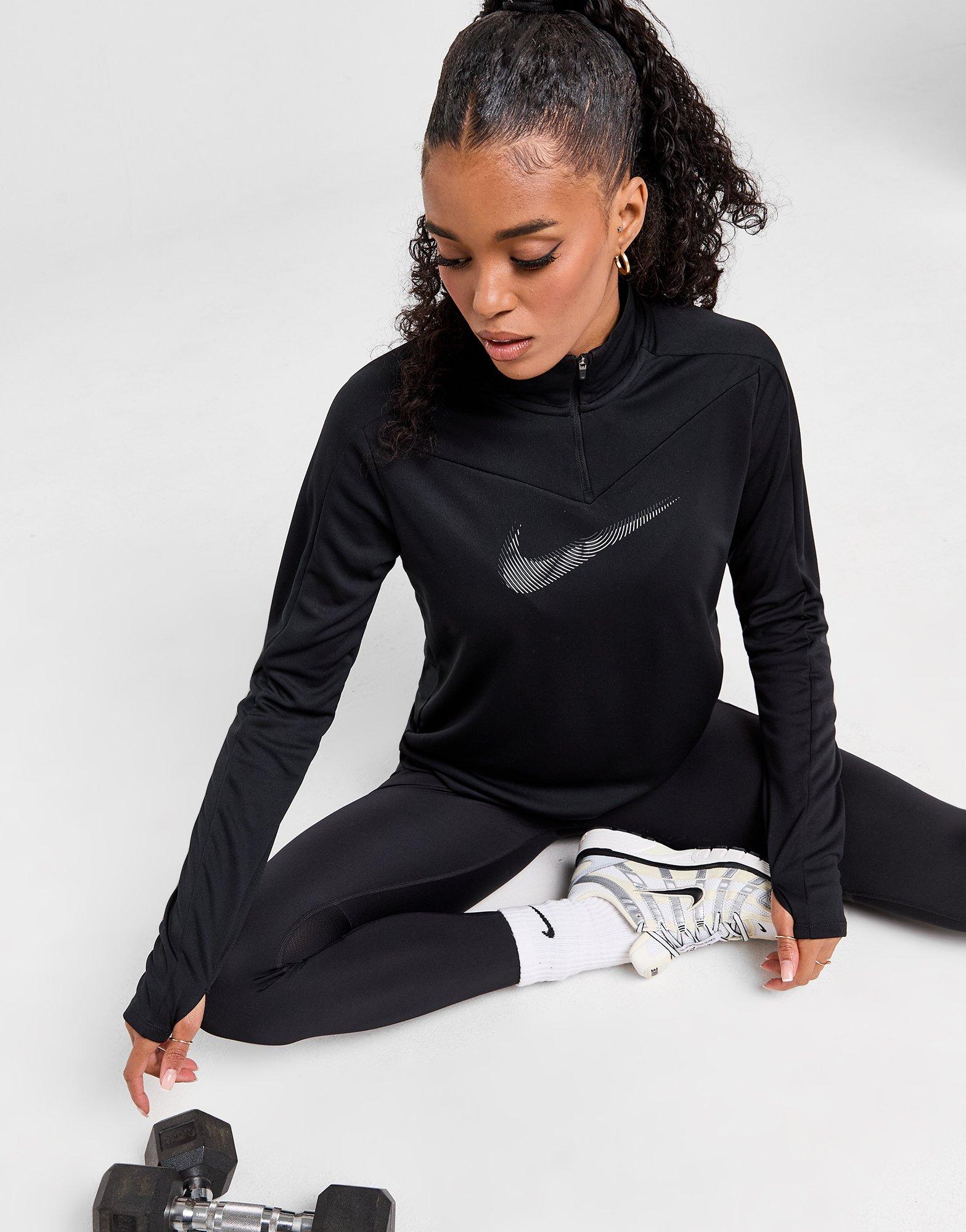 Black Nike Running Swoosh 1/4 Zip Top