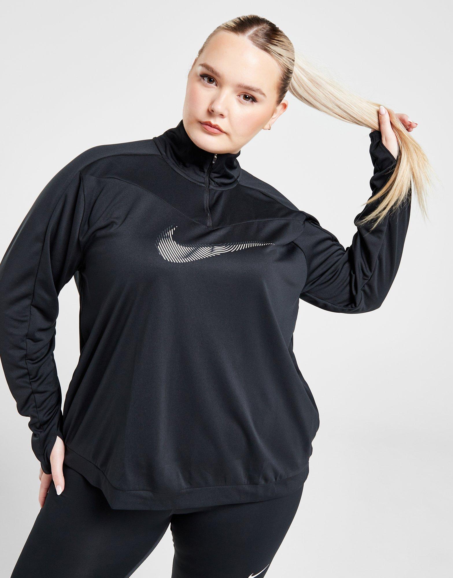 Black Nike Plus Size Swoosh 1/4 Zip Top - JD Sports Global