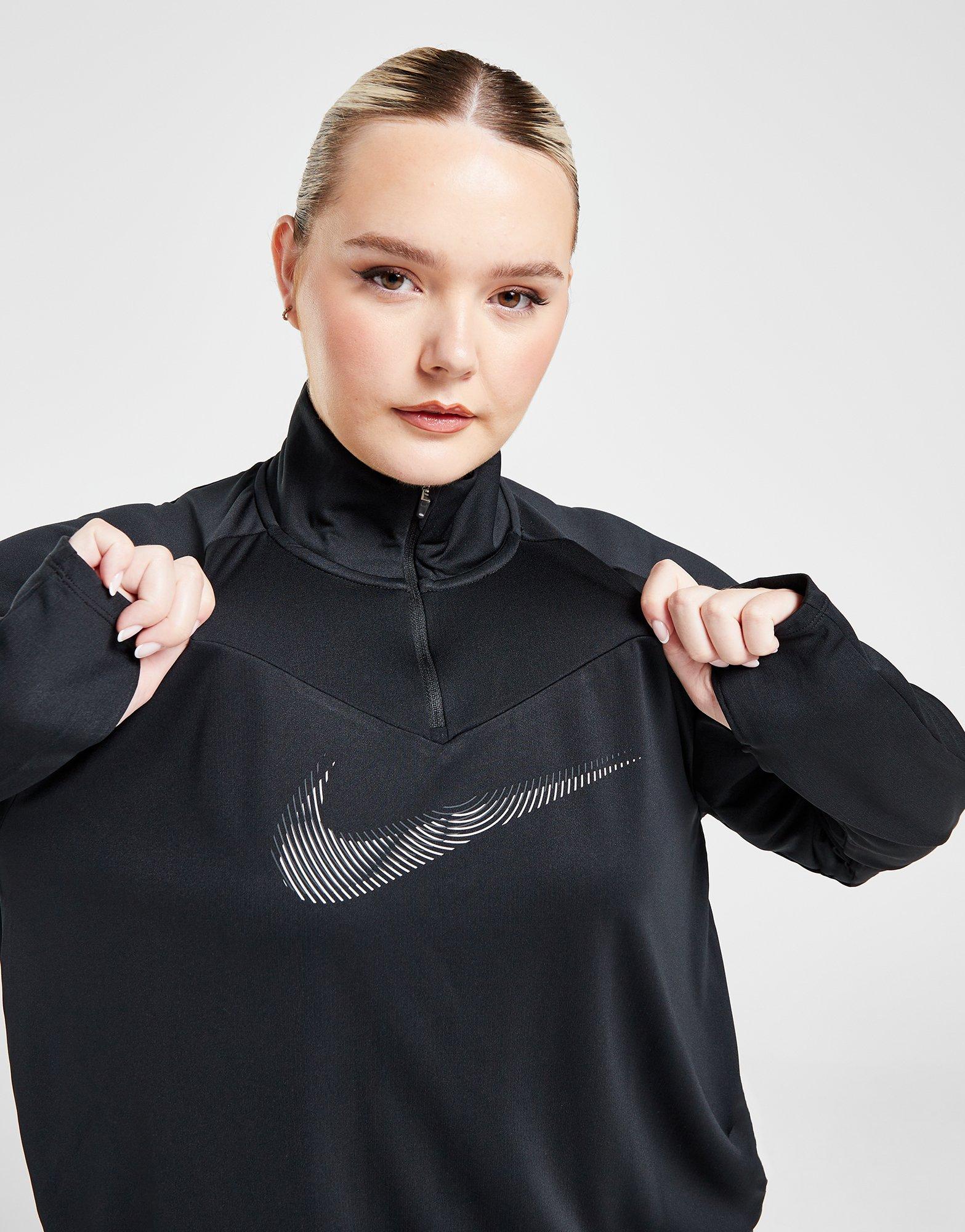 Black Nike Plus Size Swoosh 1/4 Zip Top - JD Sports Global