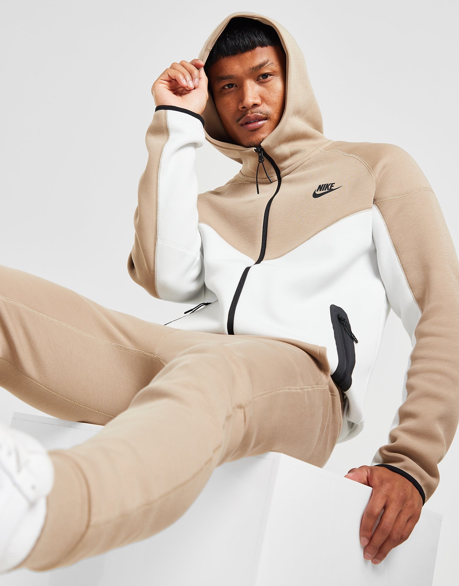 White Nike Tech Fleece Colour Block Hoodie - JD Sports Global