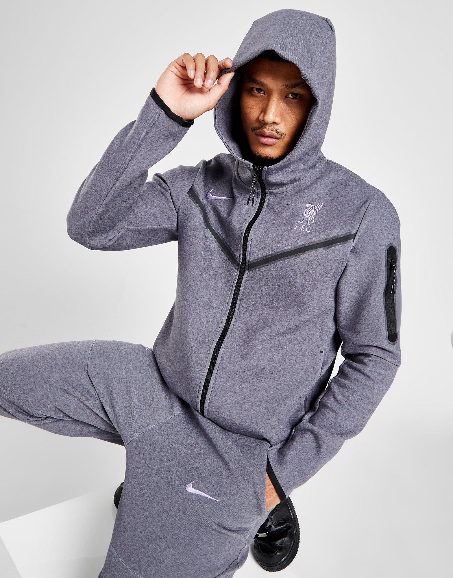 Grey Nike Liverpool FC Tech Fleece Windrunner Hoodie - JD Sports