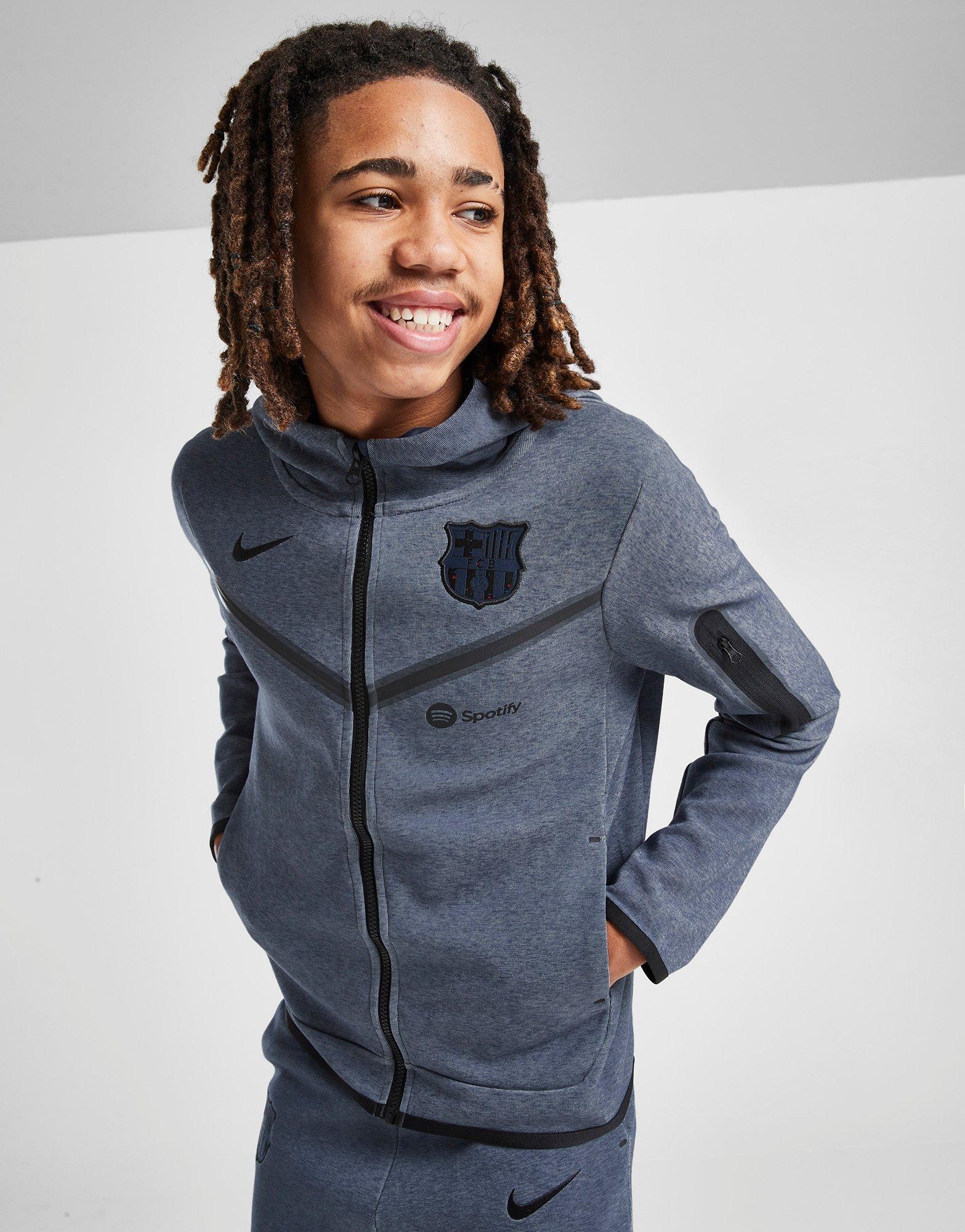 Blå Nike Barcelona Tech Fleece Hoodie Junior - JD Danmark