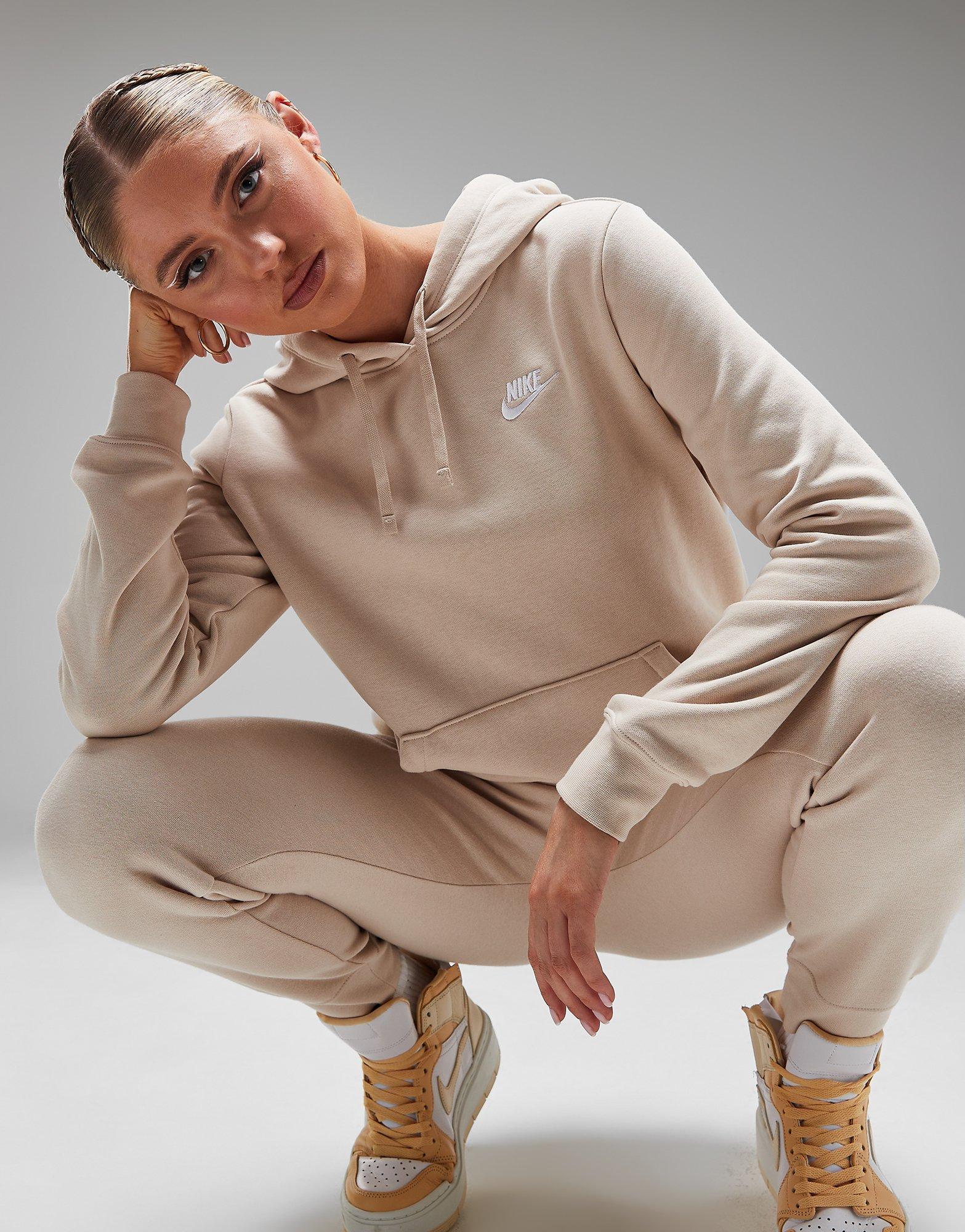 Nike Sportswear Club Fleece Women's Pullover Hoodie - Beige (Plus Size)