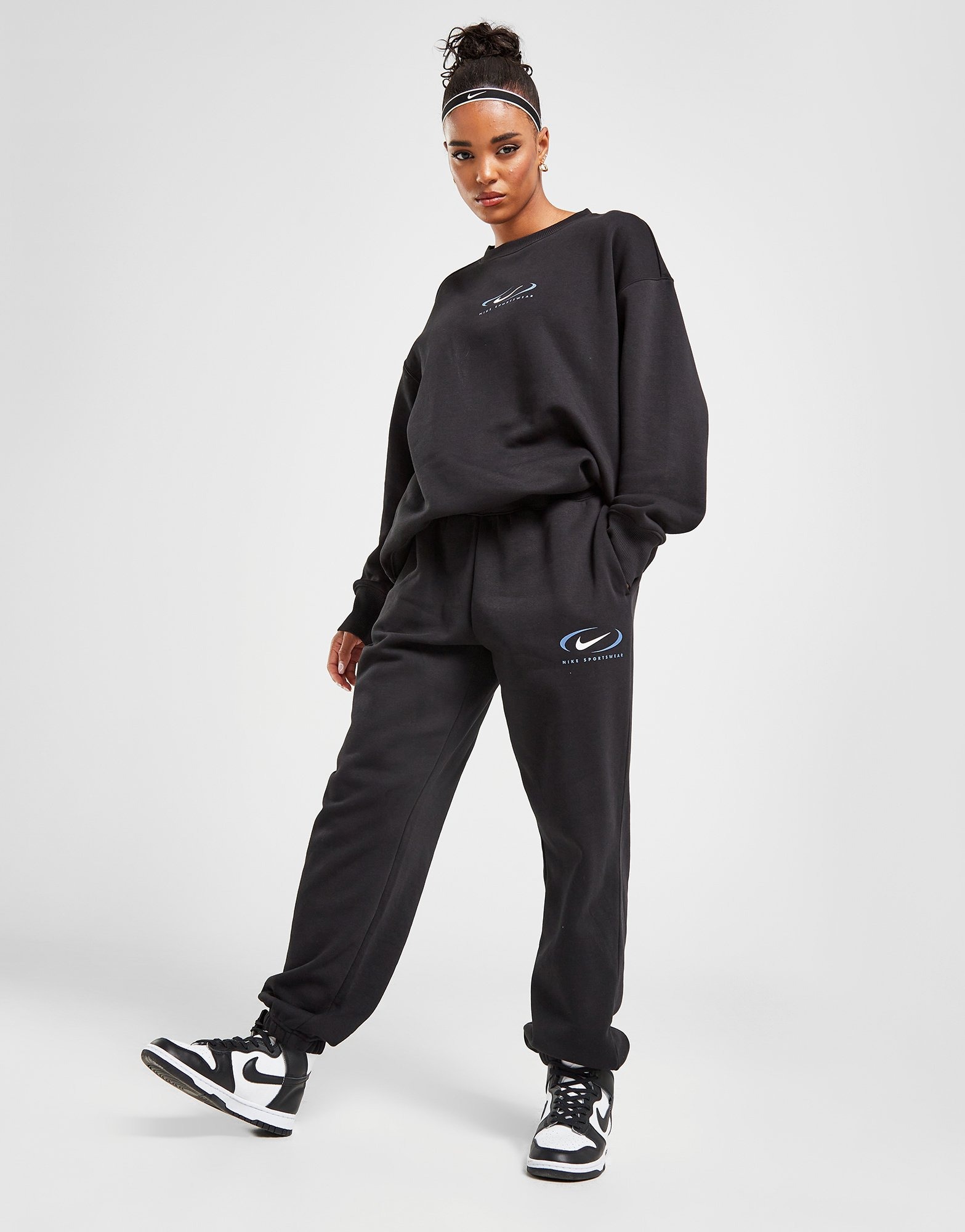 Black Nike Sportswear Swoosh Oversized Joggers | JD Sports UK