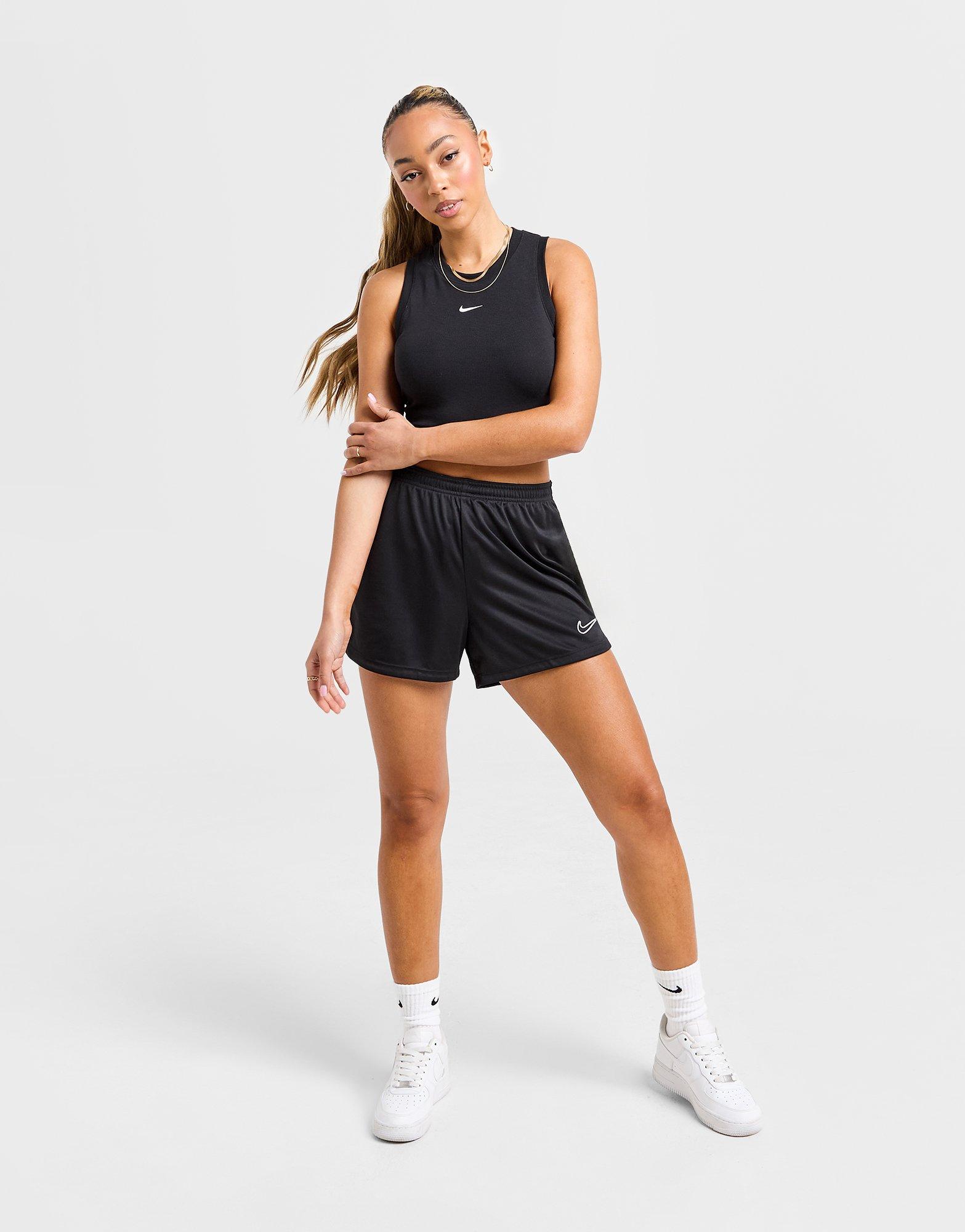 Nike Womens Essential Rib Crop Tank Top, White / Black