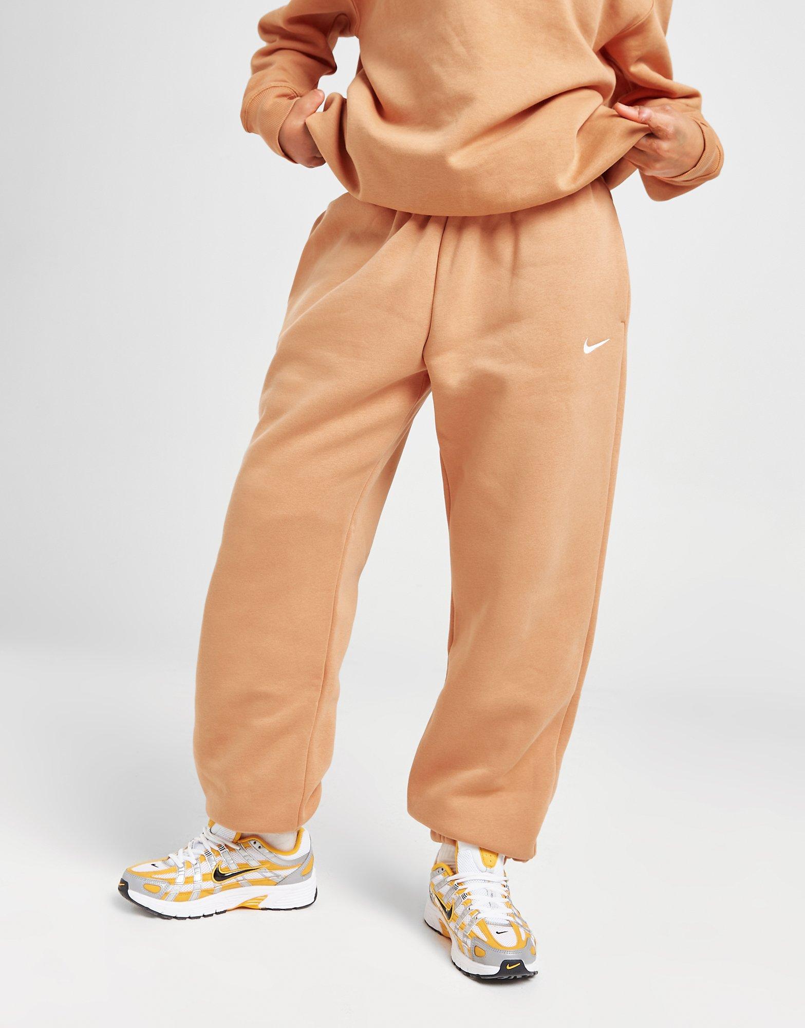 Nike mini swoosh oversized joggers in tawny brown
