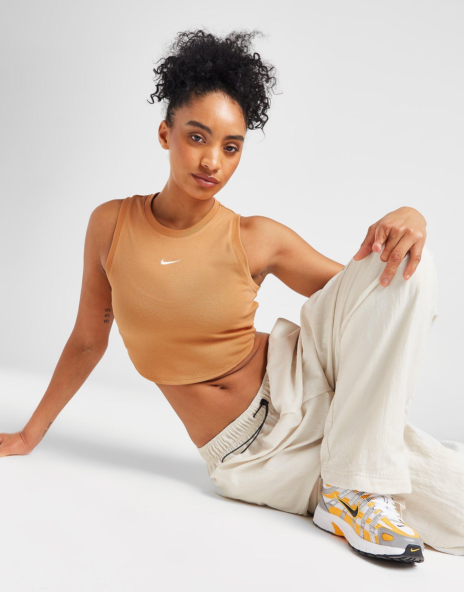 Grey Nike Sportswear Essential Rib Crop Tank Top JD Sports NZ