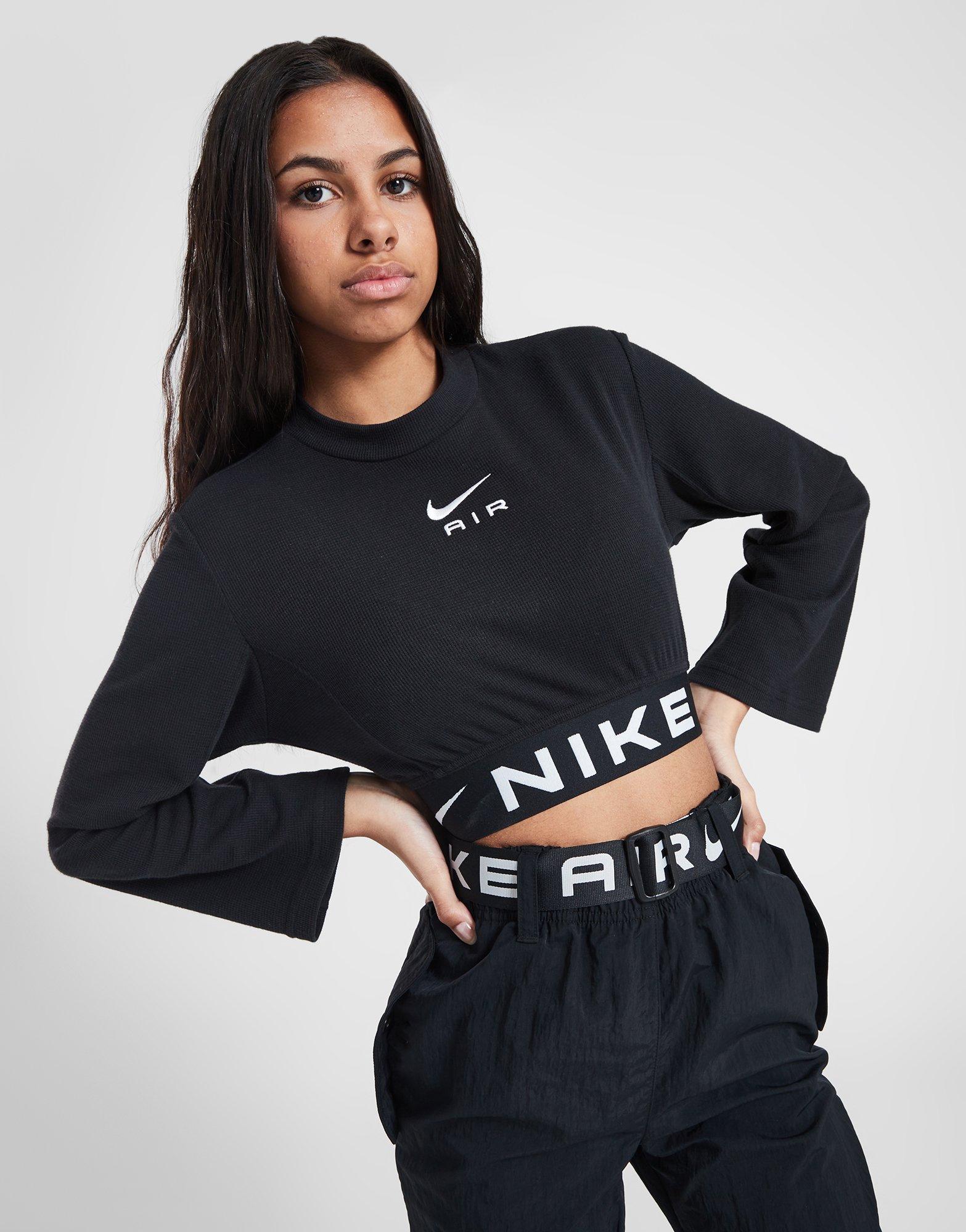 Black Nike Girls' Air Sleeve Crop Top Junior | Sports Global