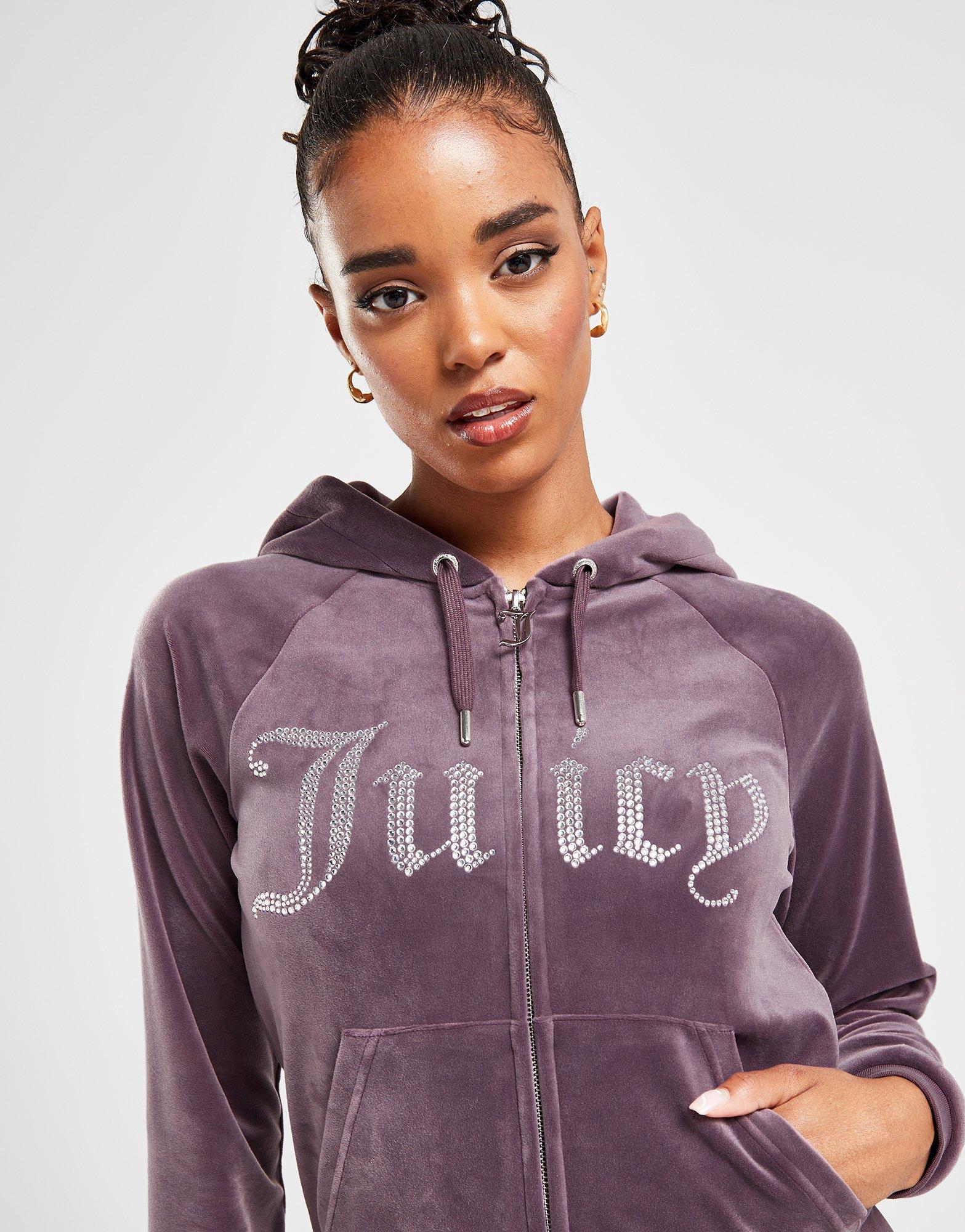 Purple JUICY COUTURE Full Zip Velour Hoodie - JD Sports NZ