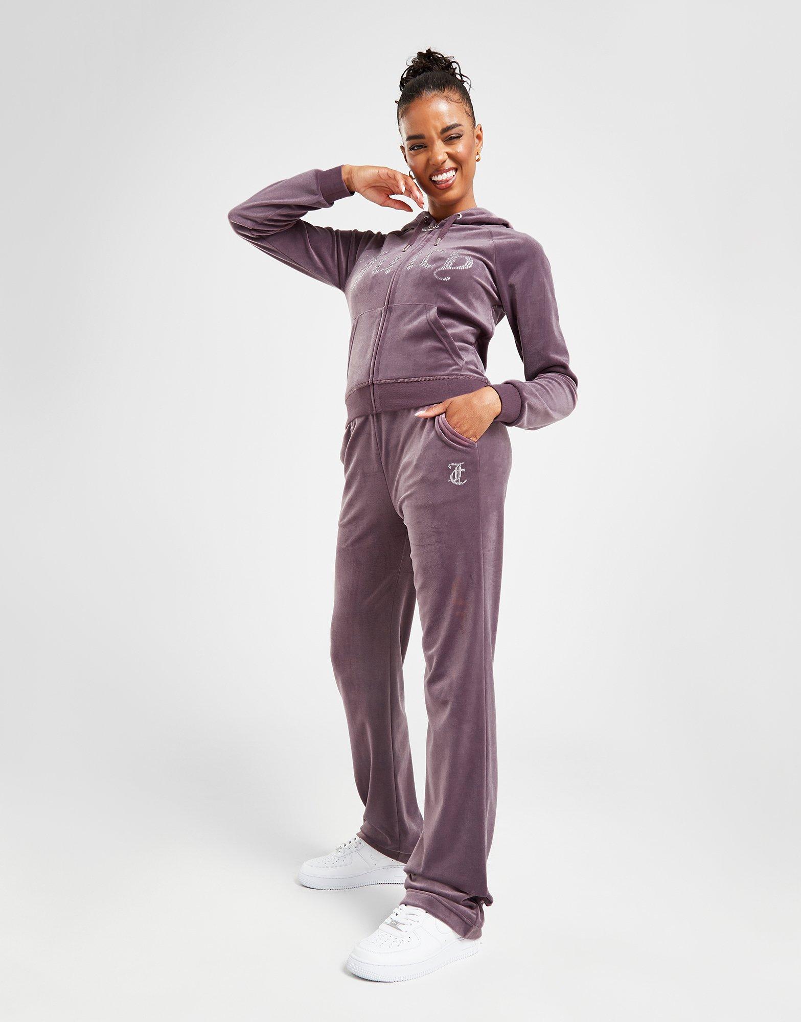 Purple JUICY COUTURE Diamante Velour Track Pants - JD Sports NZ