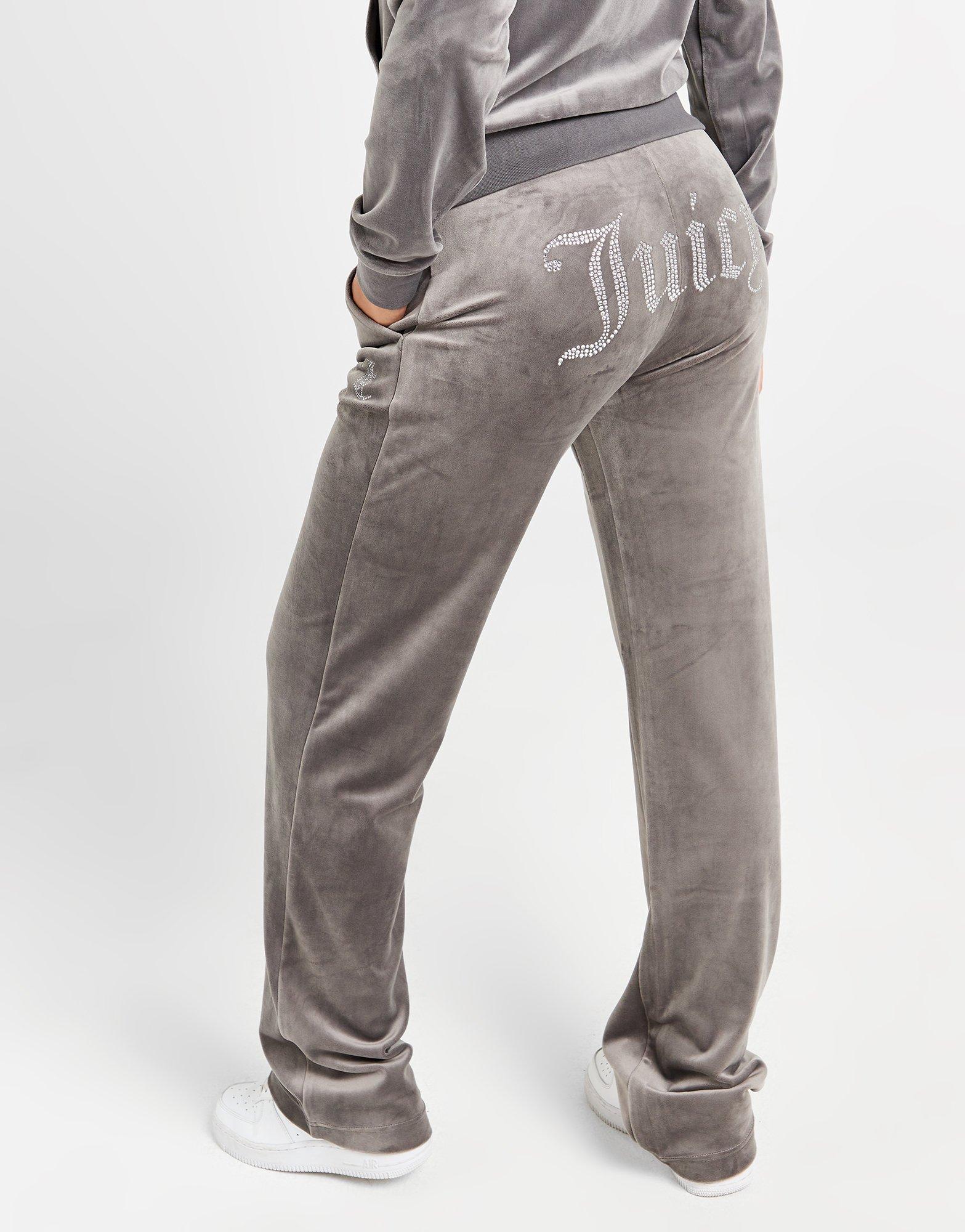 Grey JUICY COUTURE Diamante Velour Track Pants - JD Sports Global