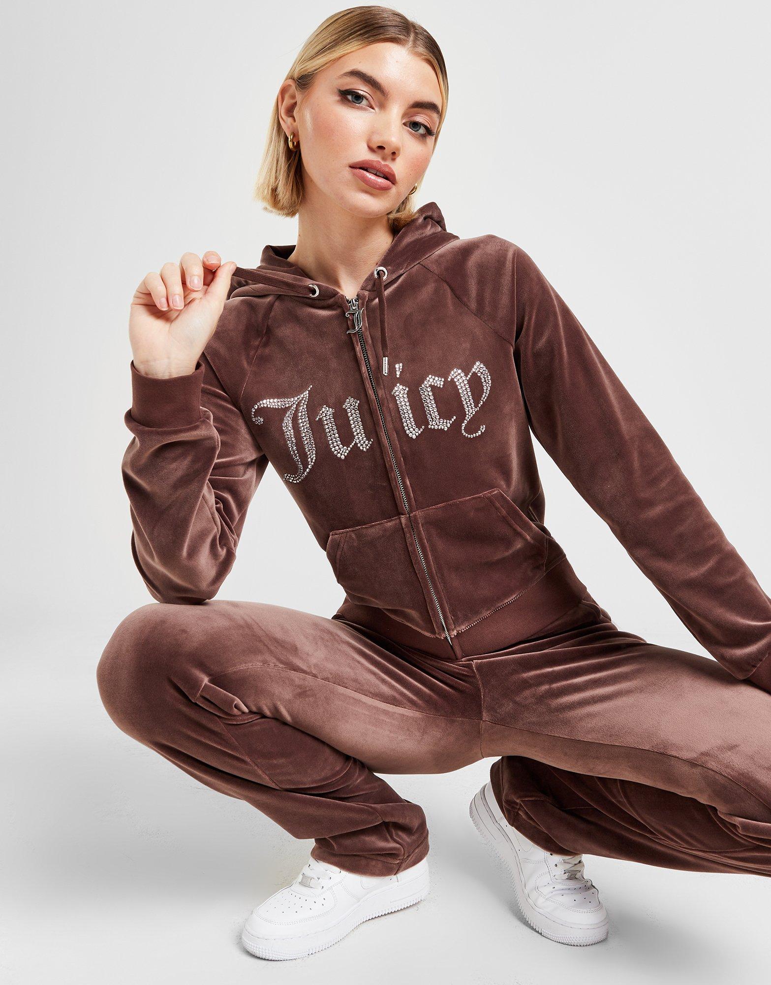 Brown JUICY COUTURE Diamante Velour Track Pants