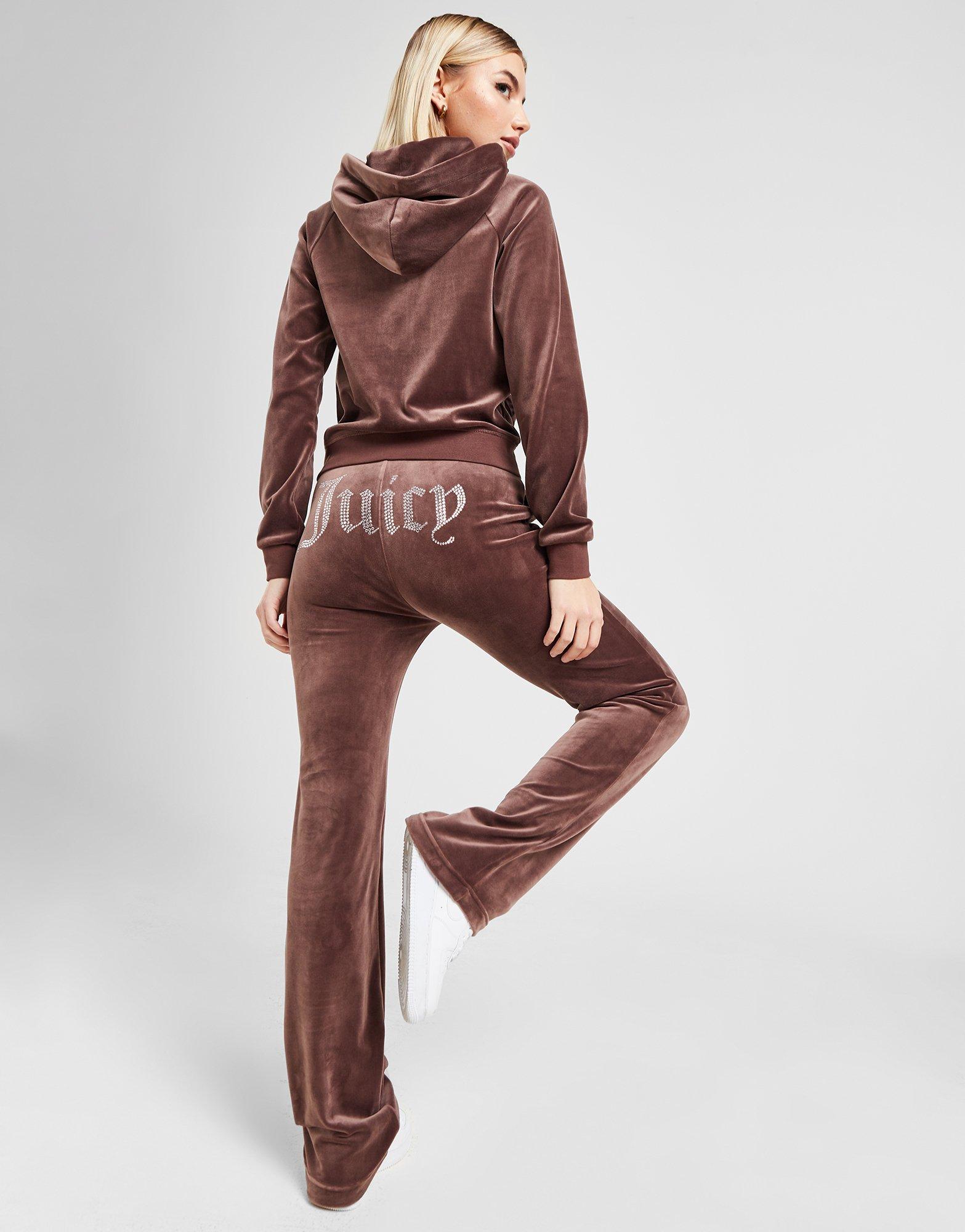 Brown JUICY COUTURE Diamante Velour Track Pants JD Sports UK