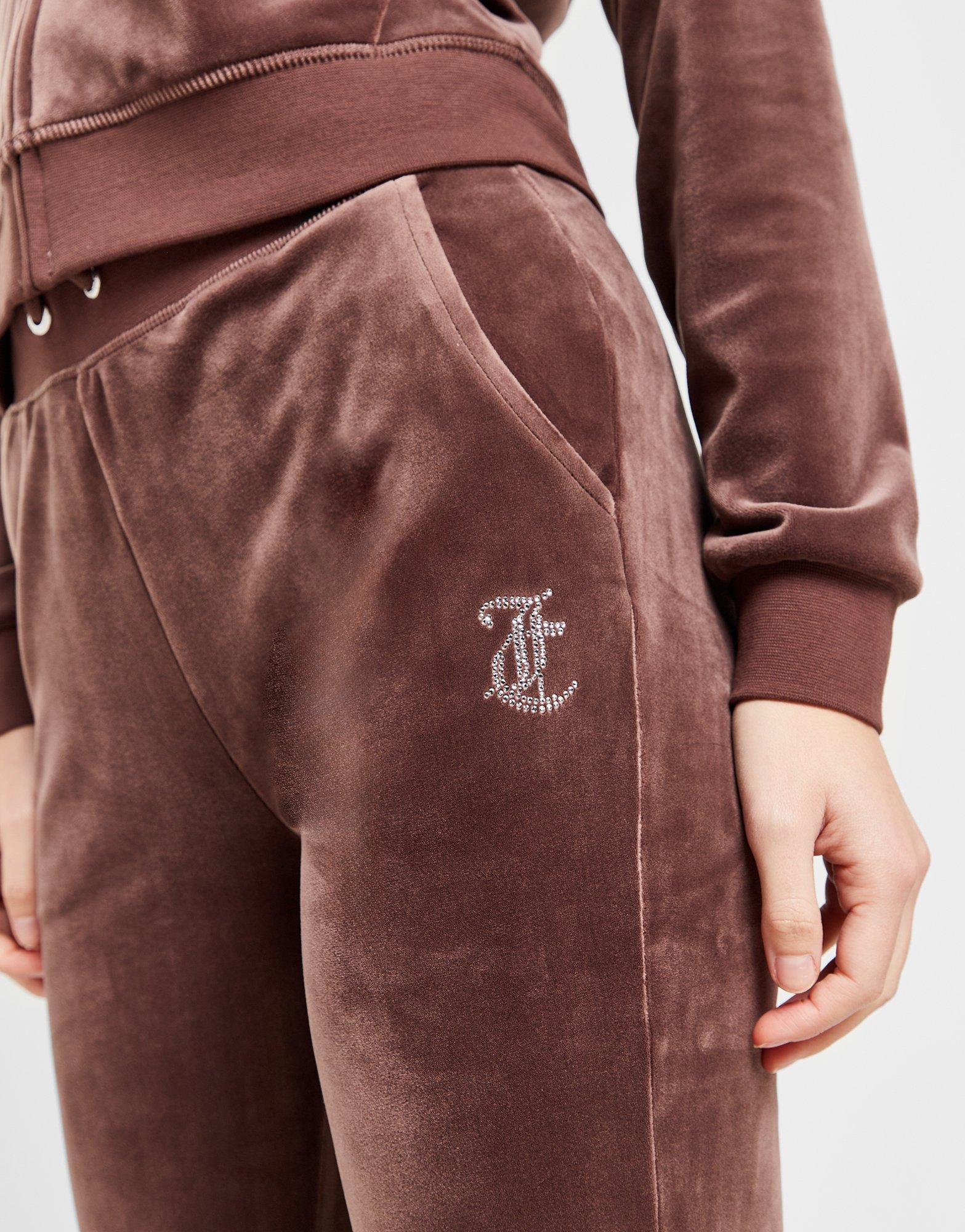 Brown JUICY COUTURE Diamante Velour Track Pants