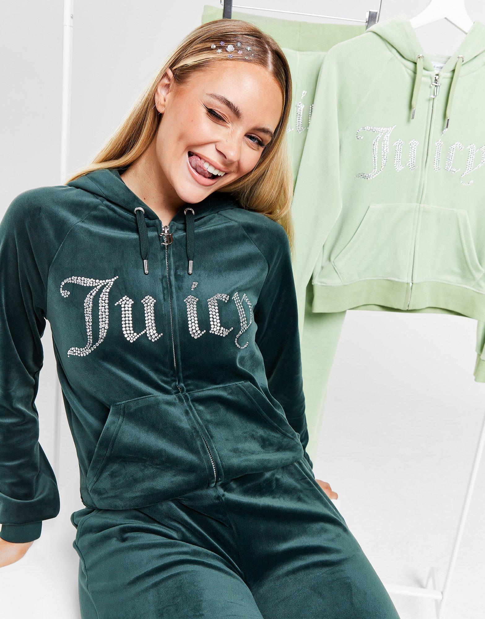 JUICY COUTURE Diamante Velour Full Zip Hoodie