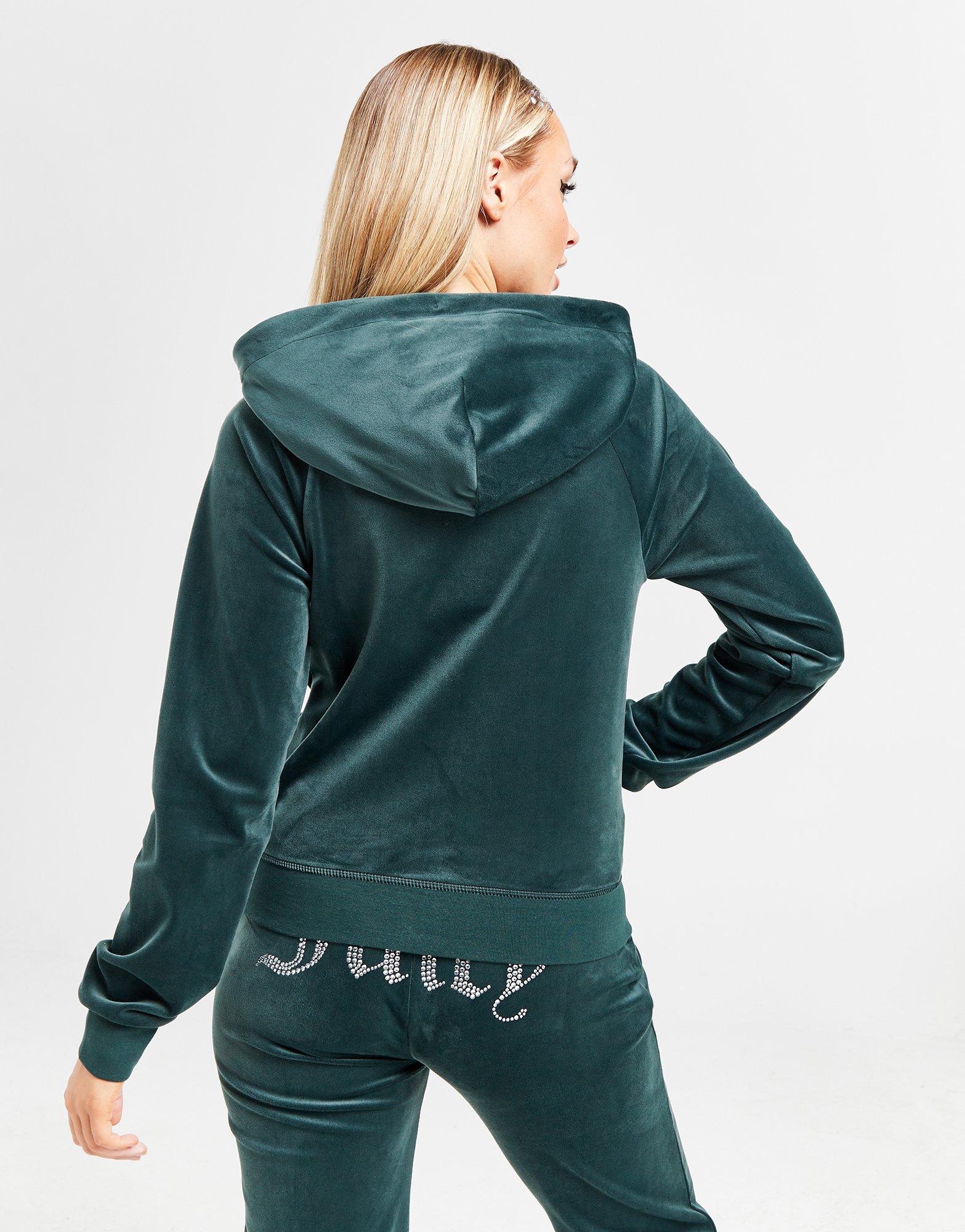 Juicy Couture Girls Diamante Zip Through Velour Hoodie & Bootcut