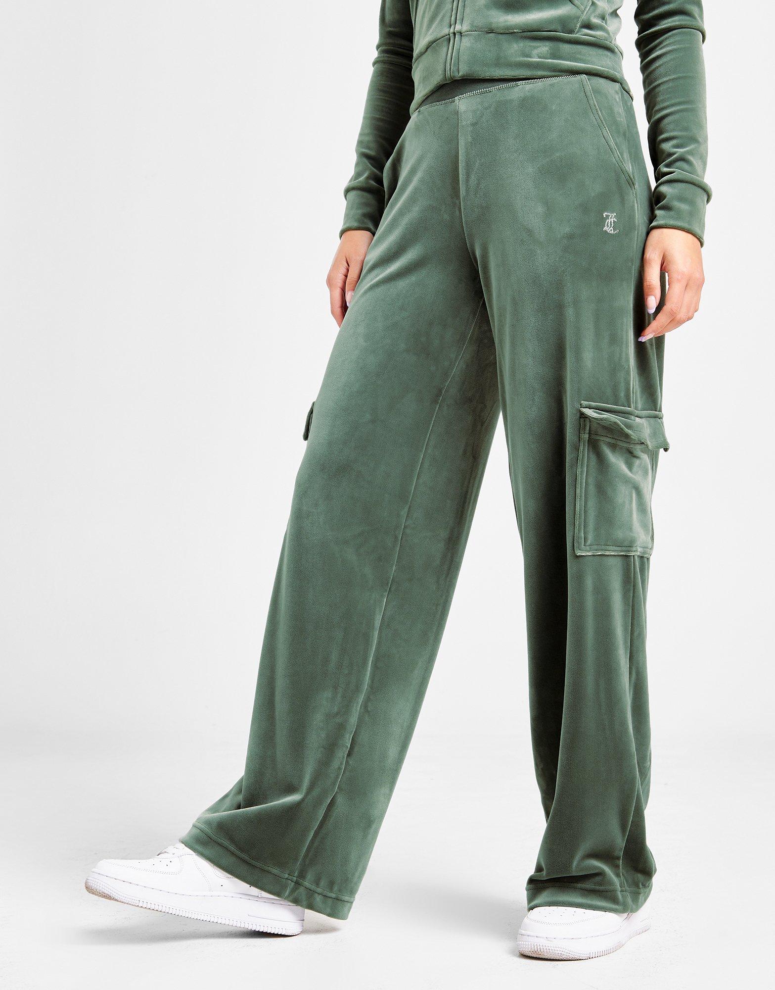 Green JUICY COUTURE Diamante Velour Cargo Track Pants JD Sports