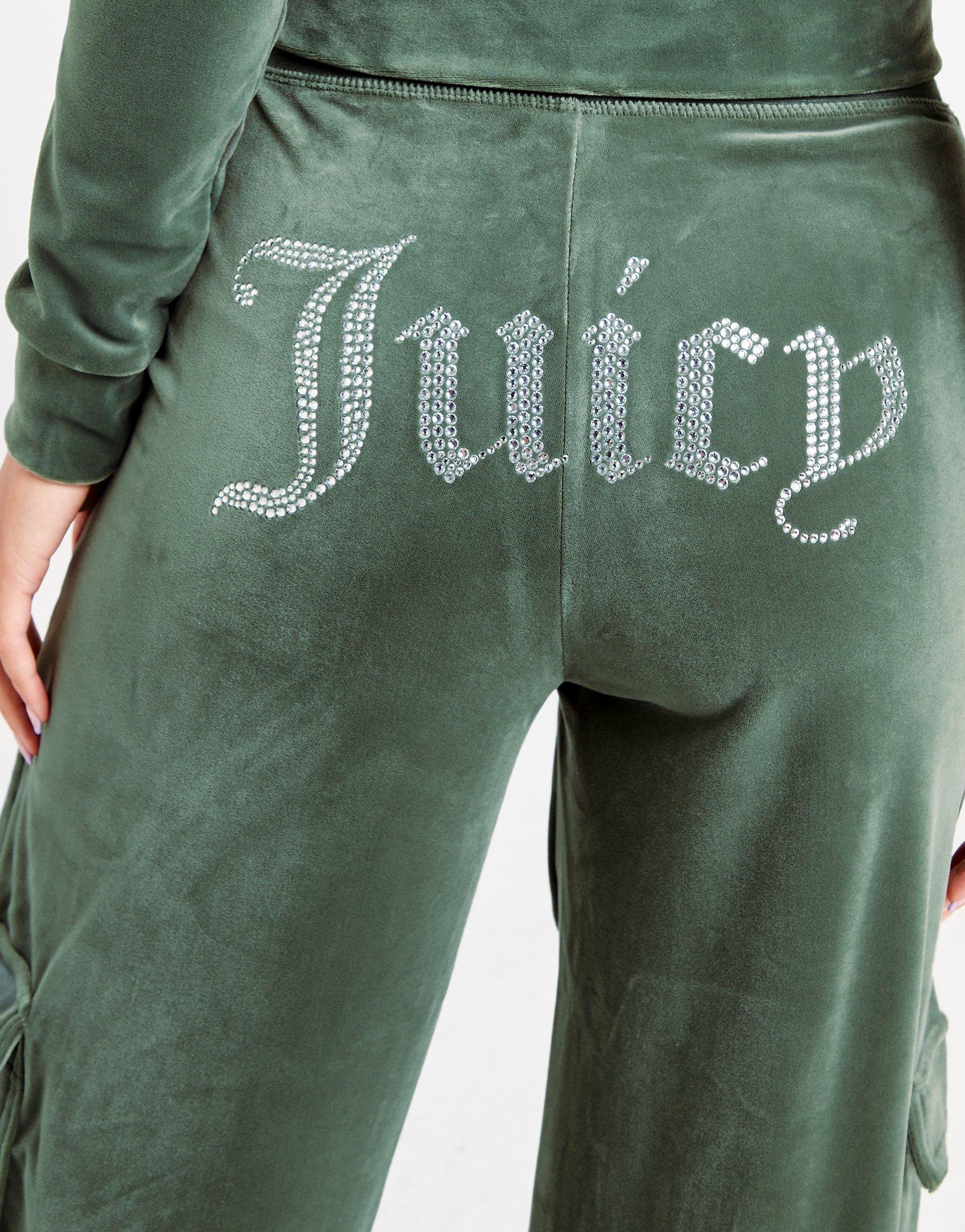 Green JUICY COUTURE Diamante Velour Cargo Track Pants - JD Sports Global