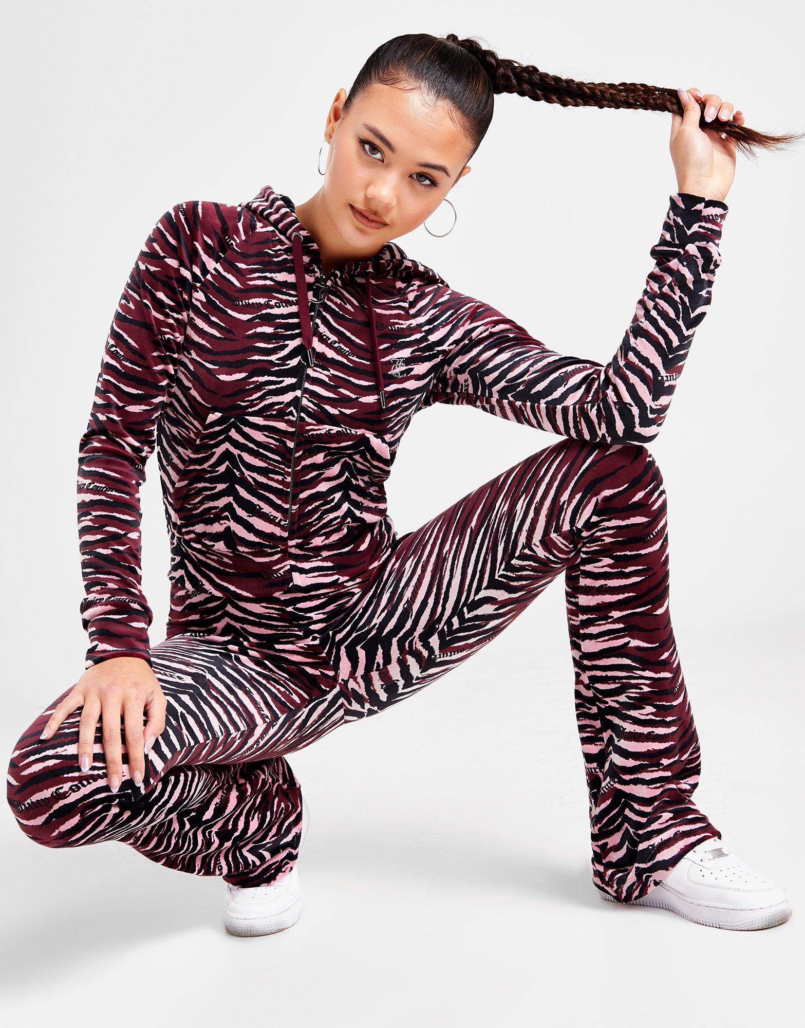 Juicy Couture Diamante Velour Animal Print Hoodie