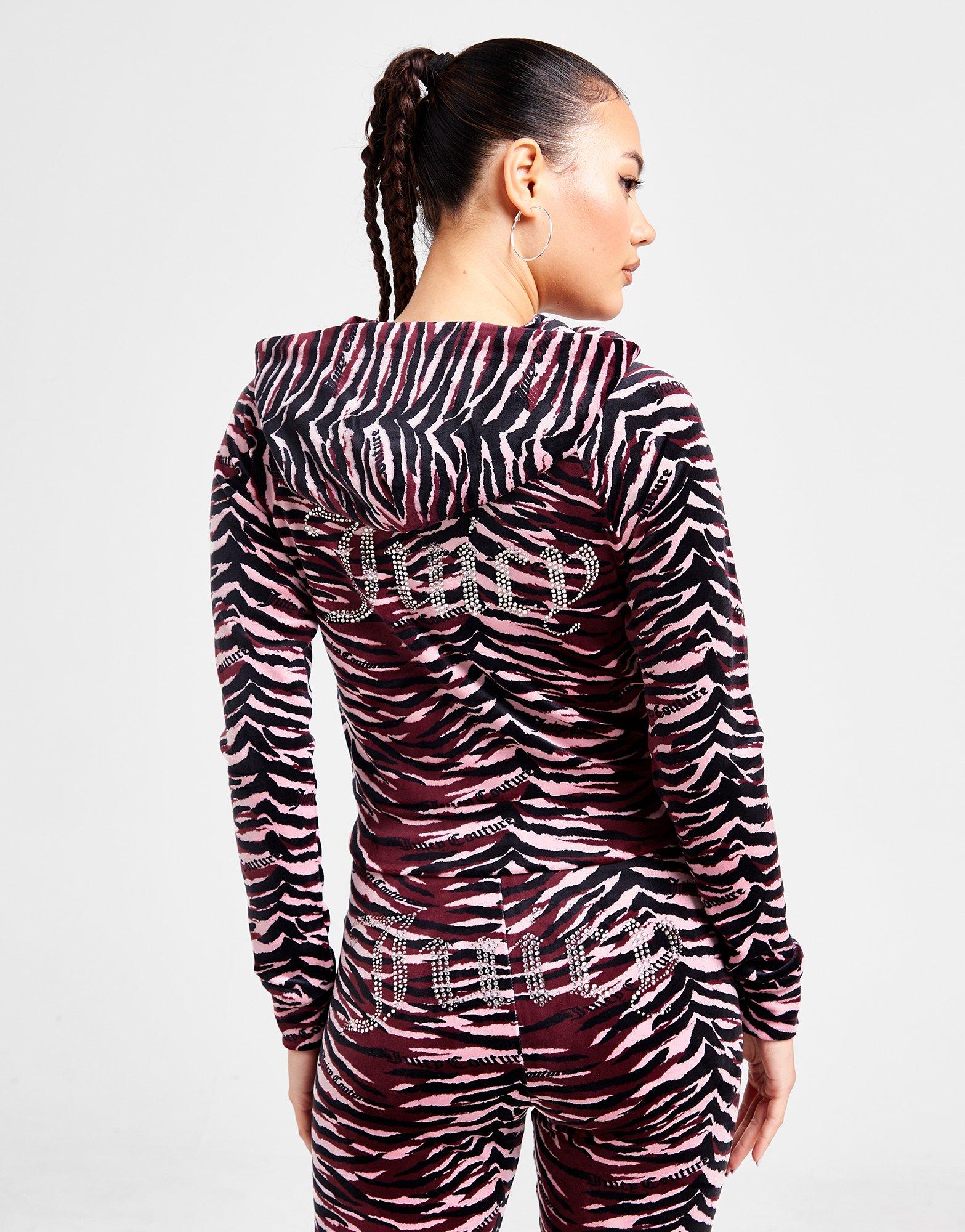 Juicy Couture Diamante Velour Animal Print Hoodie