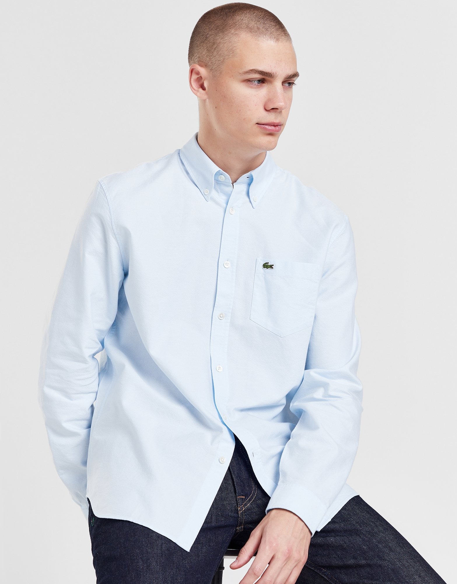 Blue Lacoste Long Sleeve Oxford Shirt - JD Sports NZ