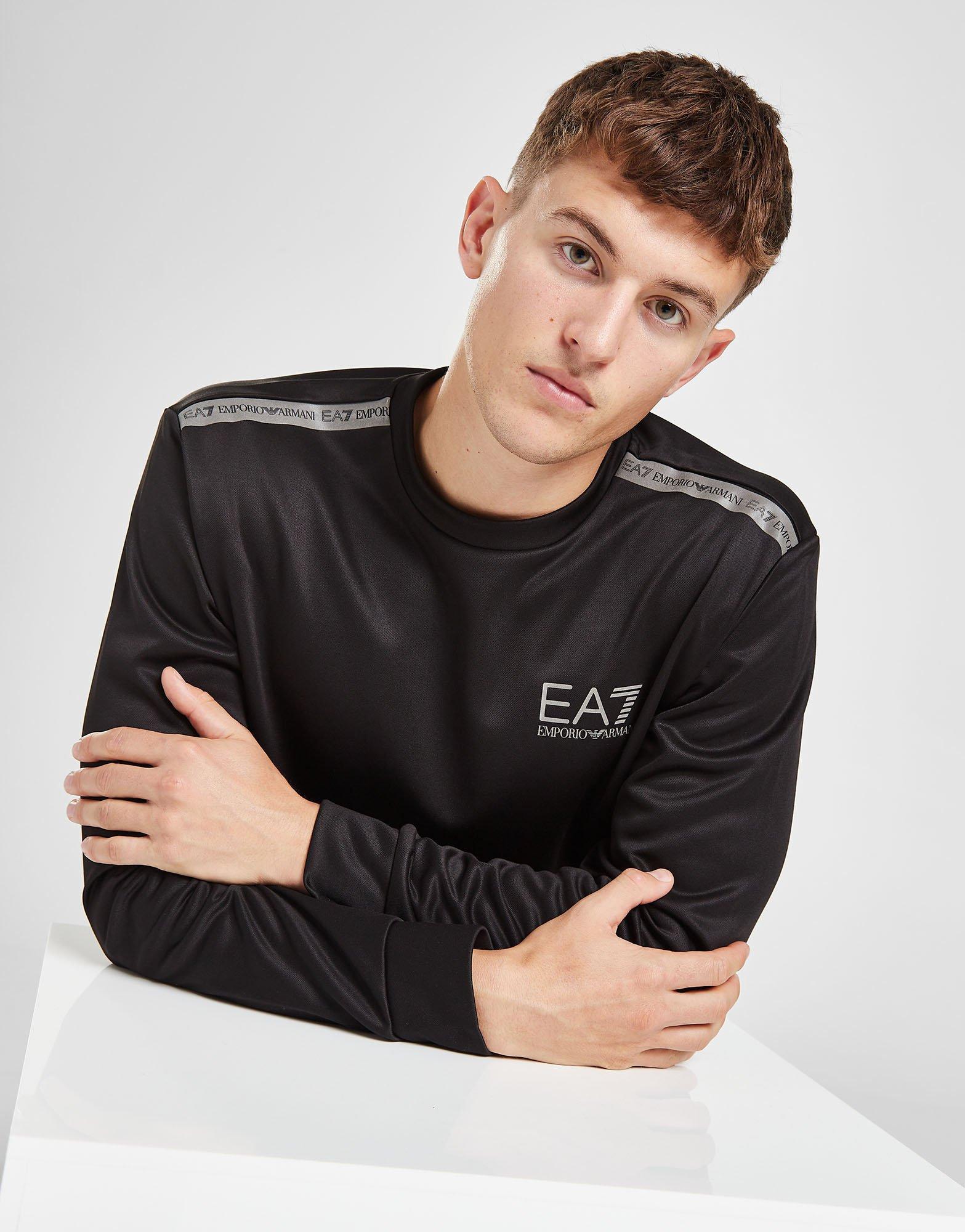 Black Emporio Armani EA7 Poly Fleece Crew Sweatshirt JD Sports NZ