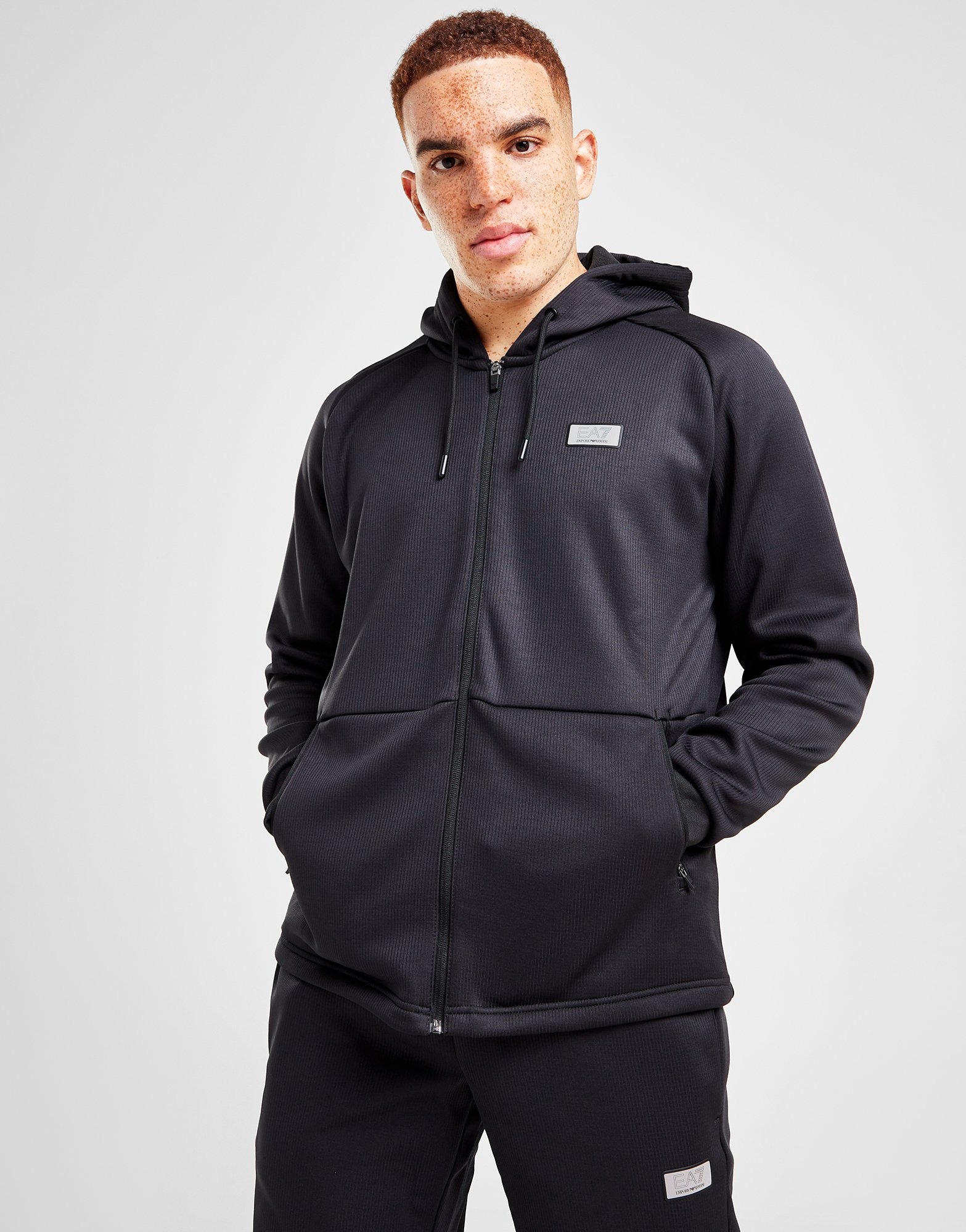 Black Emporio Armani EA7 Natural Ventus Full Zip Hoodie JD Sports NZ
