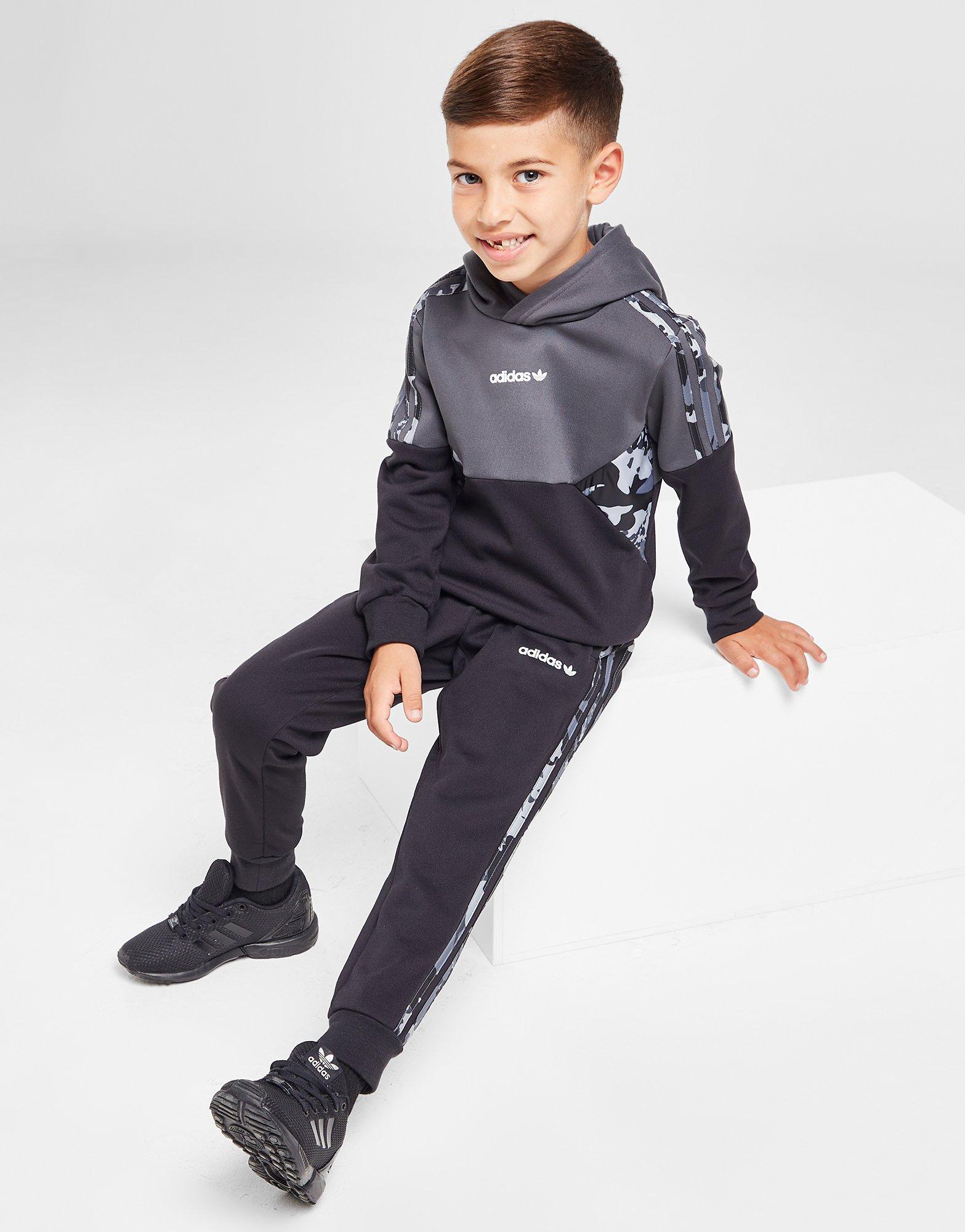 Childrens black sales adidas tracksuit