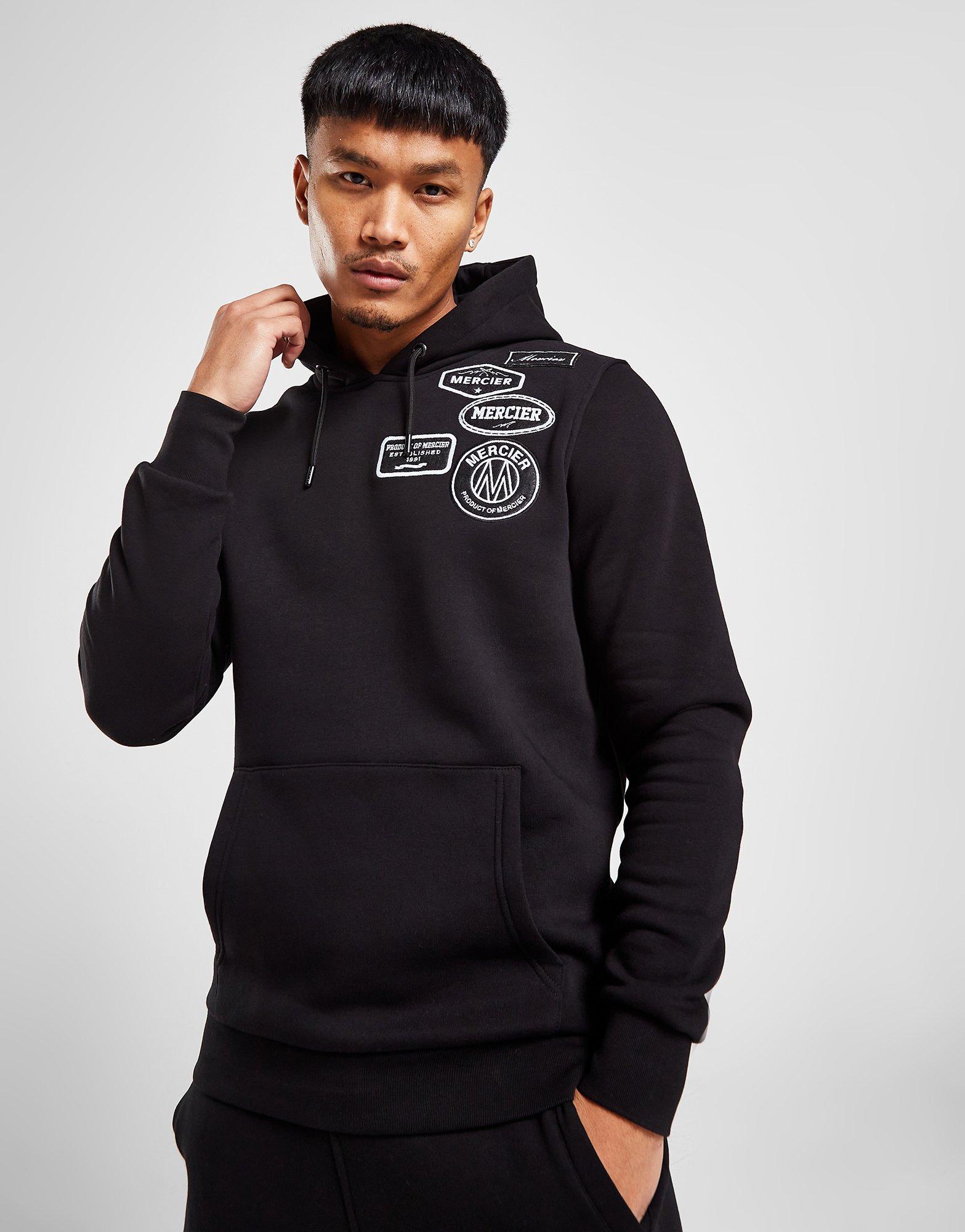 Black MERCIER Mono Badge Hoodie | JD Sports UK