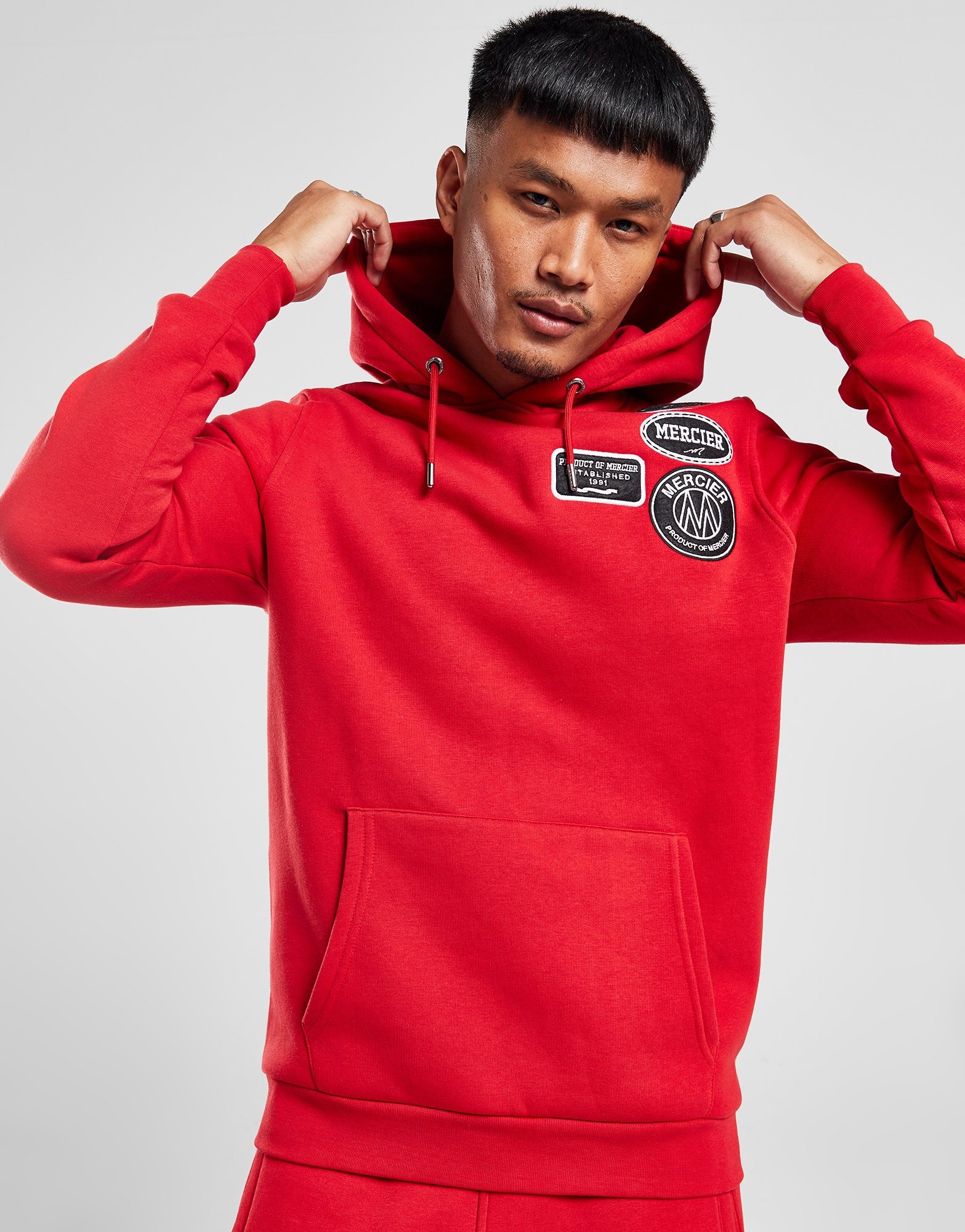 Rood MERCIER Mono Badge Hoodie - JD Sports Nederland