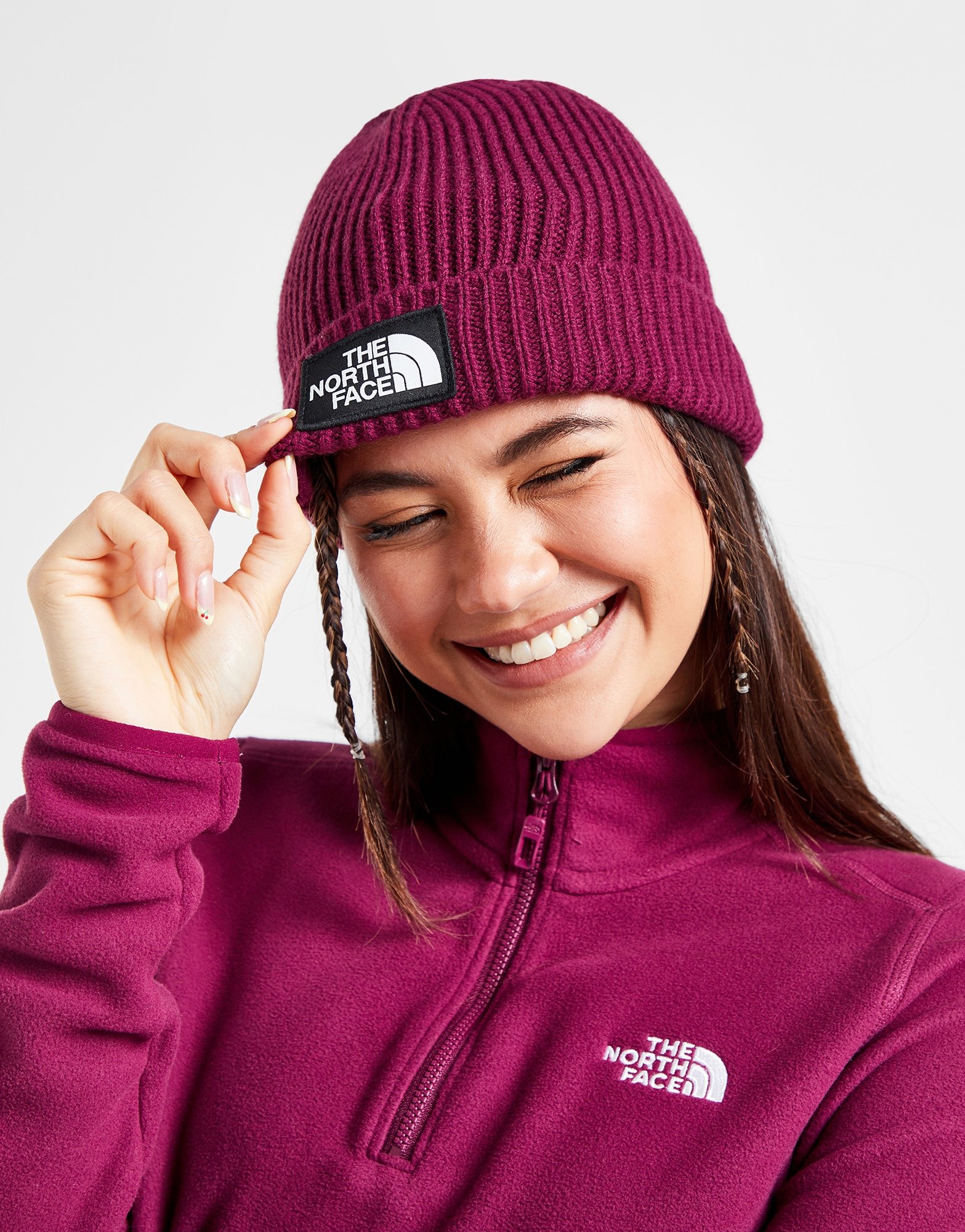 north face beanie red