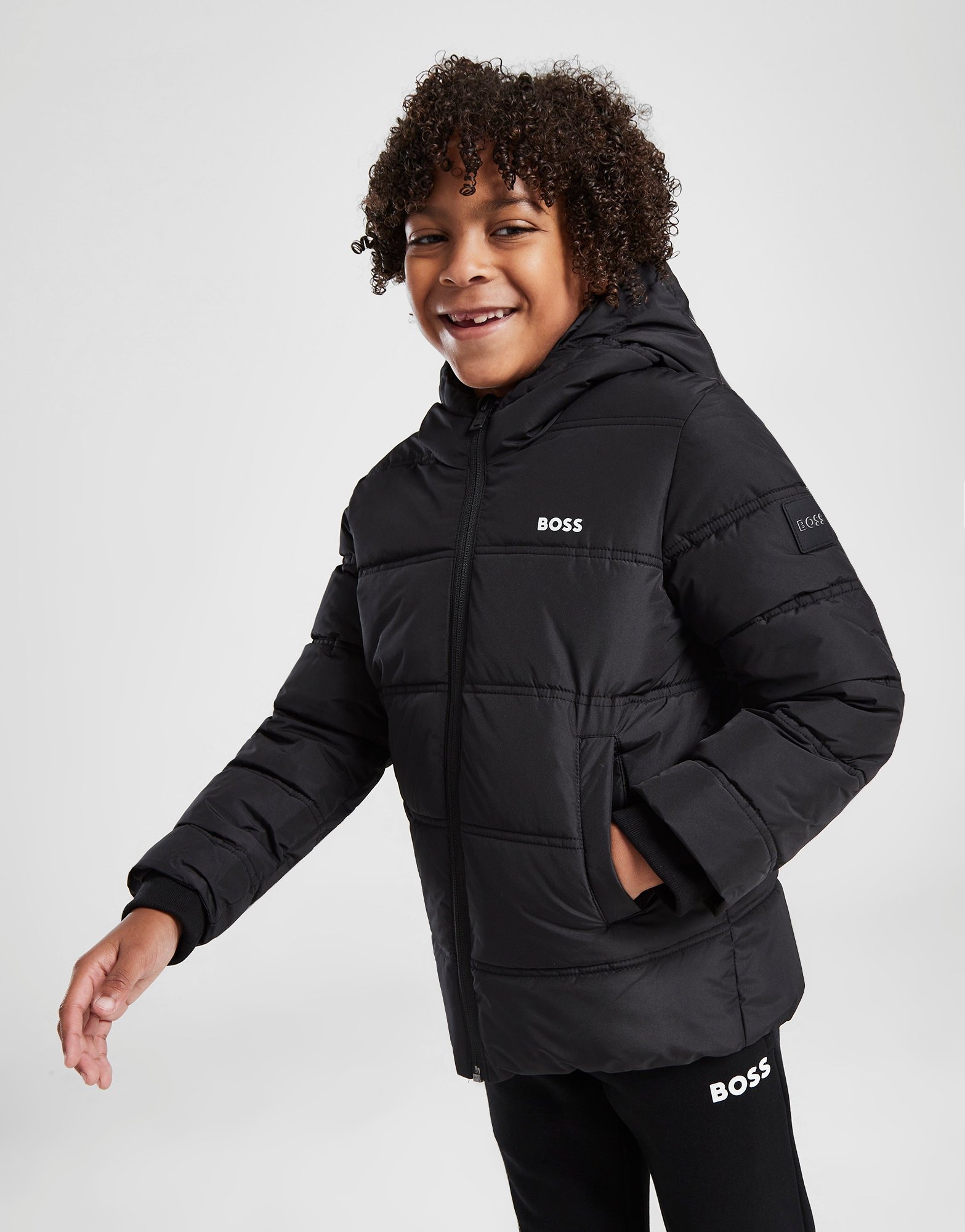 Black BOSS Puffer Jacket Children | JD Sports UK