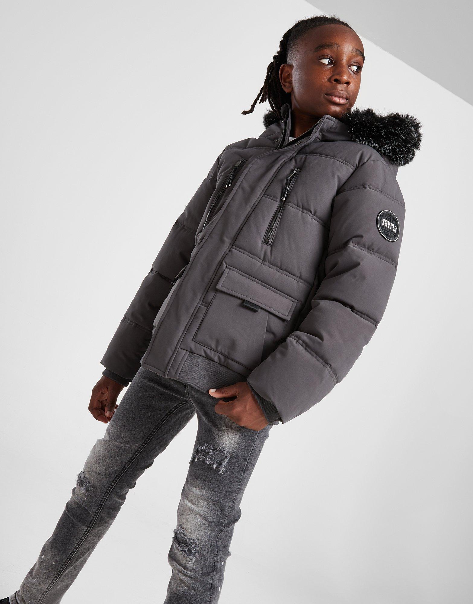 Grey Supply Demand Destruct Short Parka Jacket Junior JD Sports UK