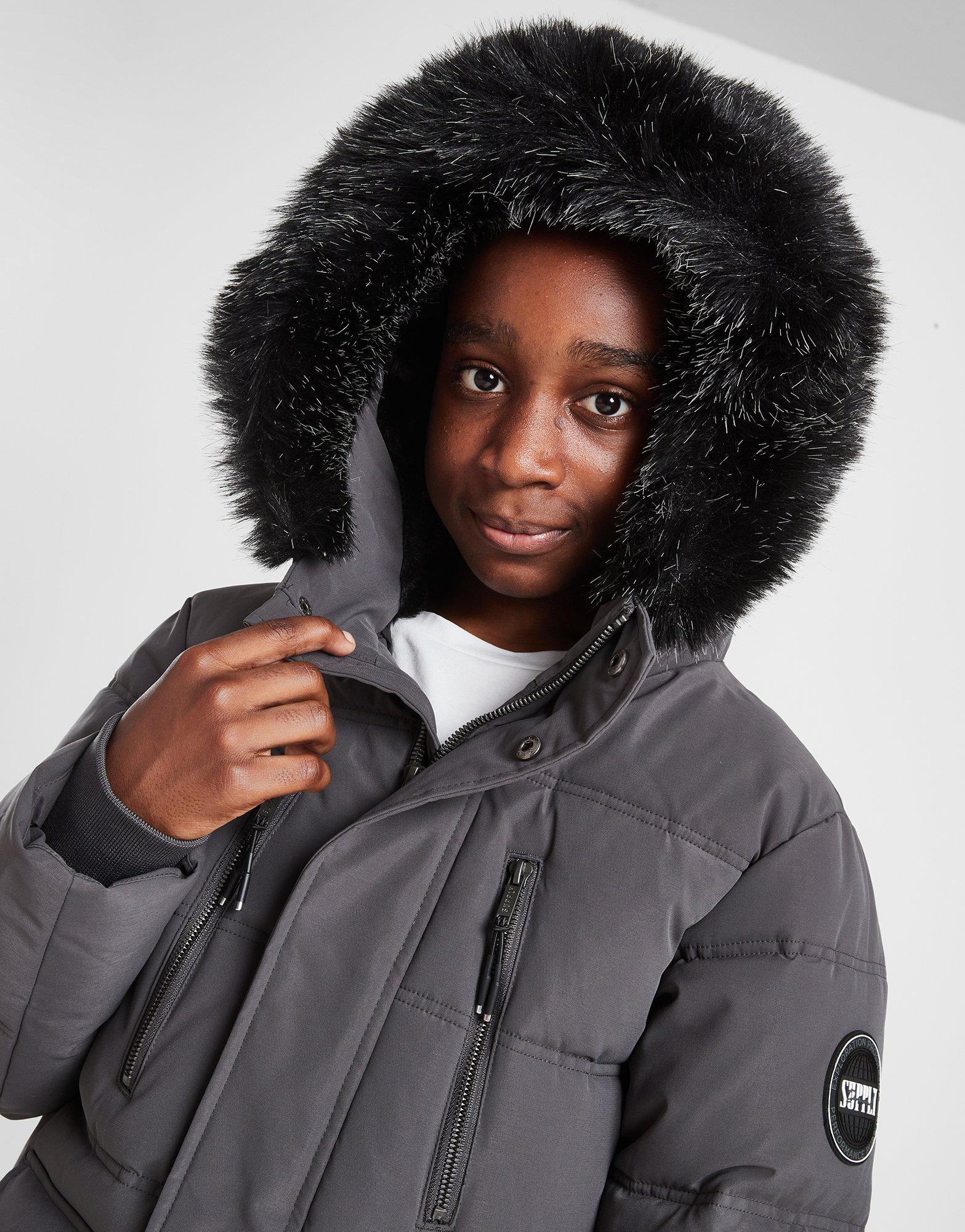 Grey Supply Demand Destruct Short Parka Jacket Junior JD