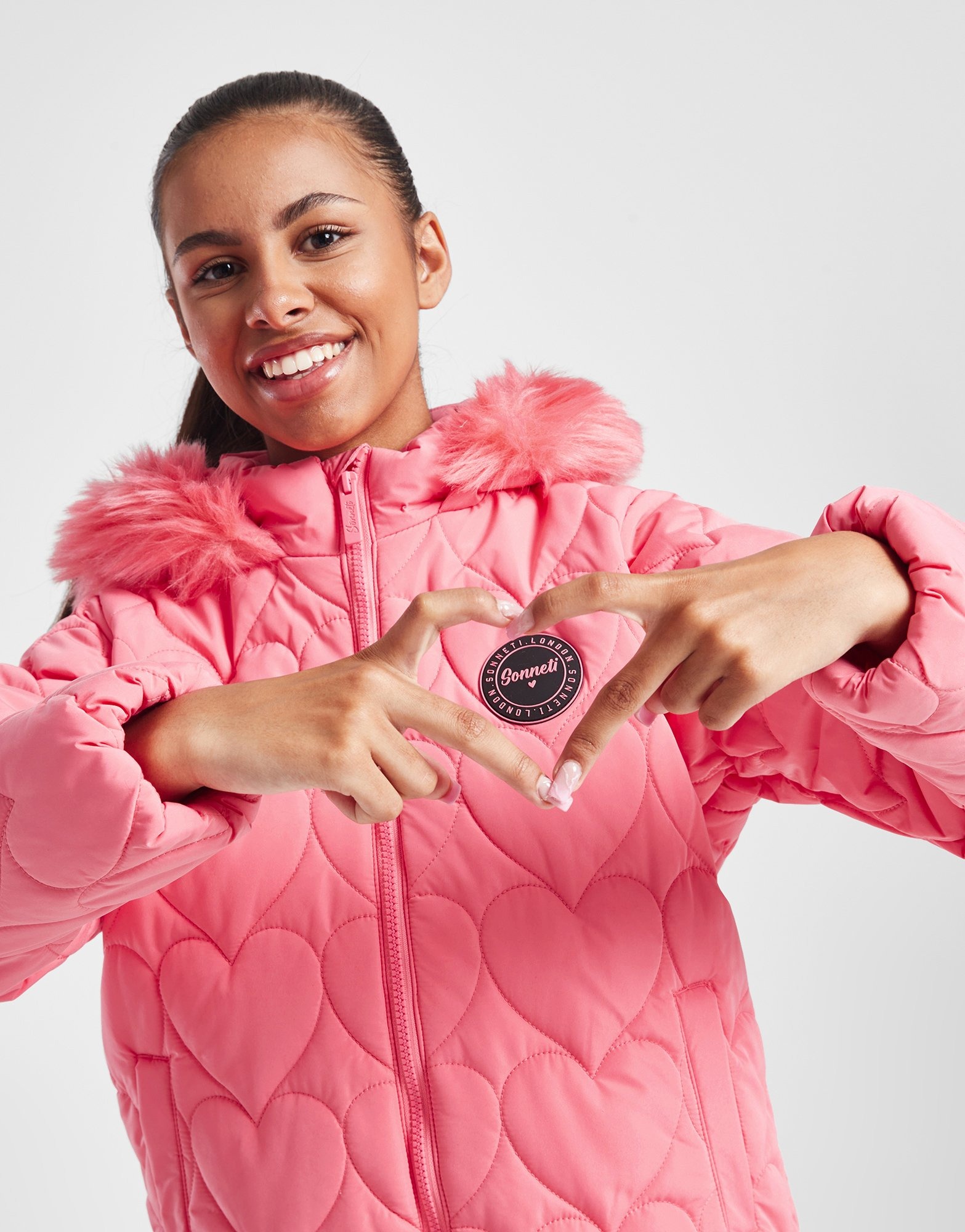 Pink Girls' Heart Jacket Junior JD Sports Sveirge