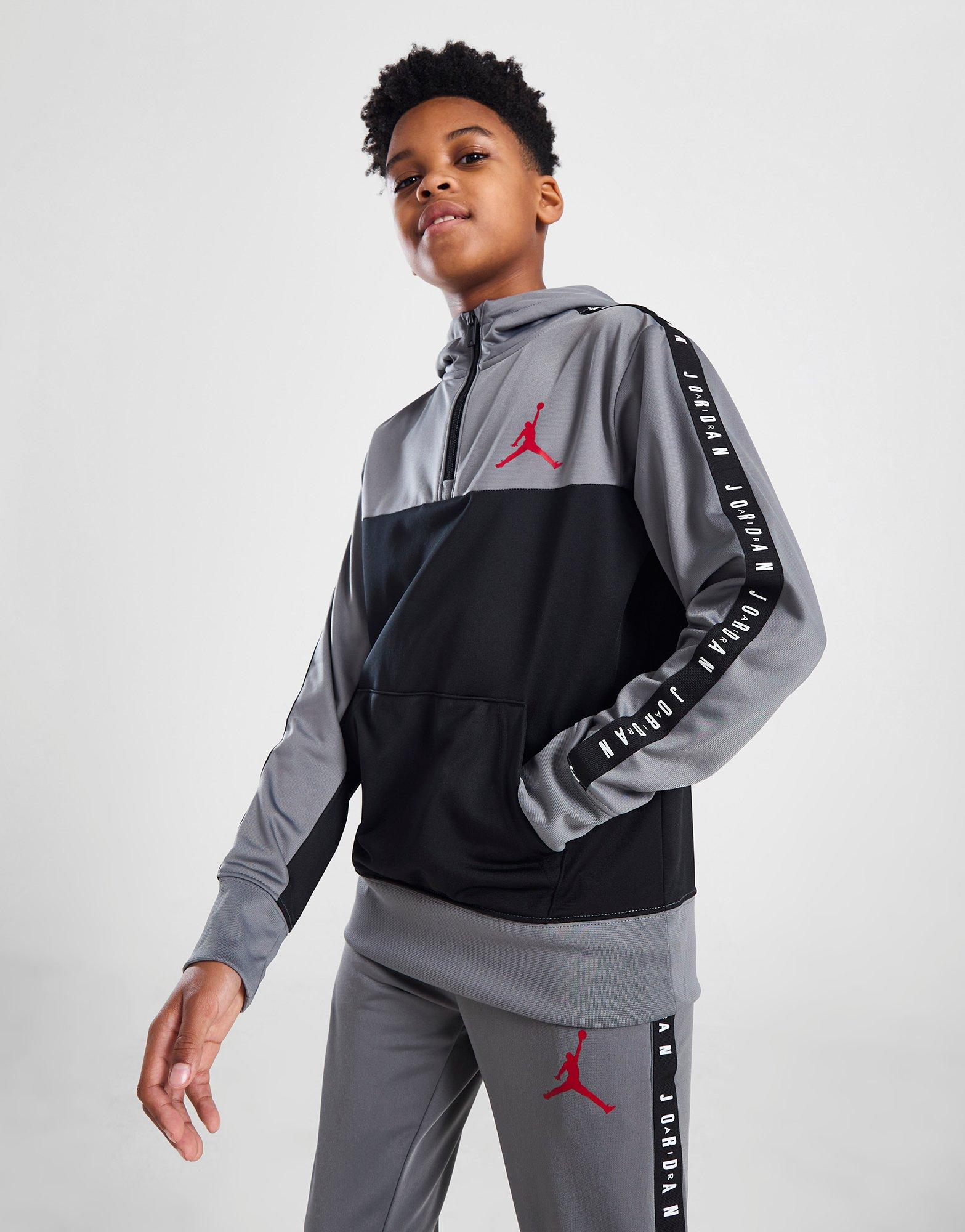 Grey Jordan Tape Colour Block 1/4 Zip Hoodie Junior | JD Sports UK